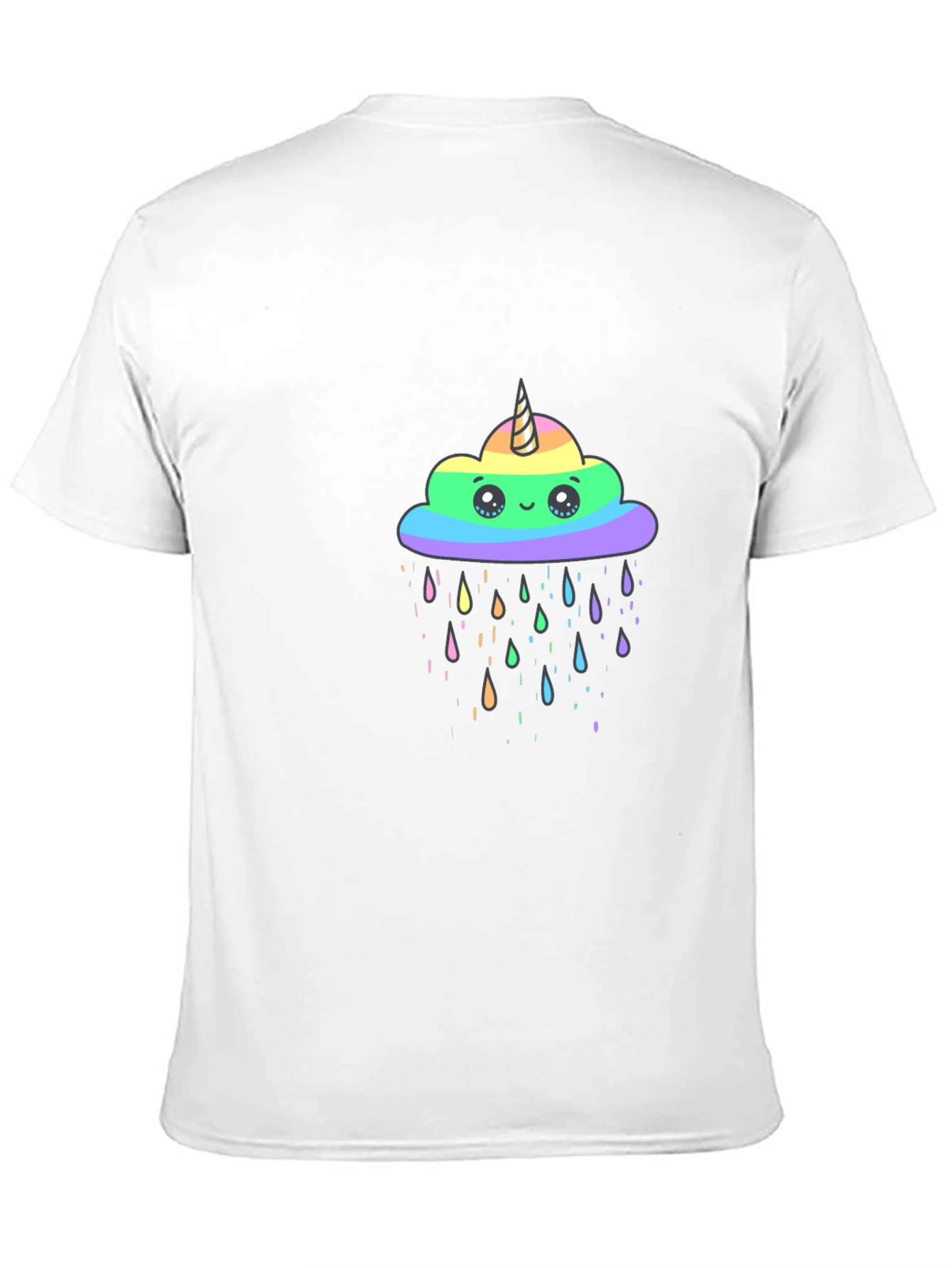 Rainbow Unicorn Cloud Black T-Shirt