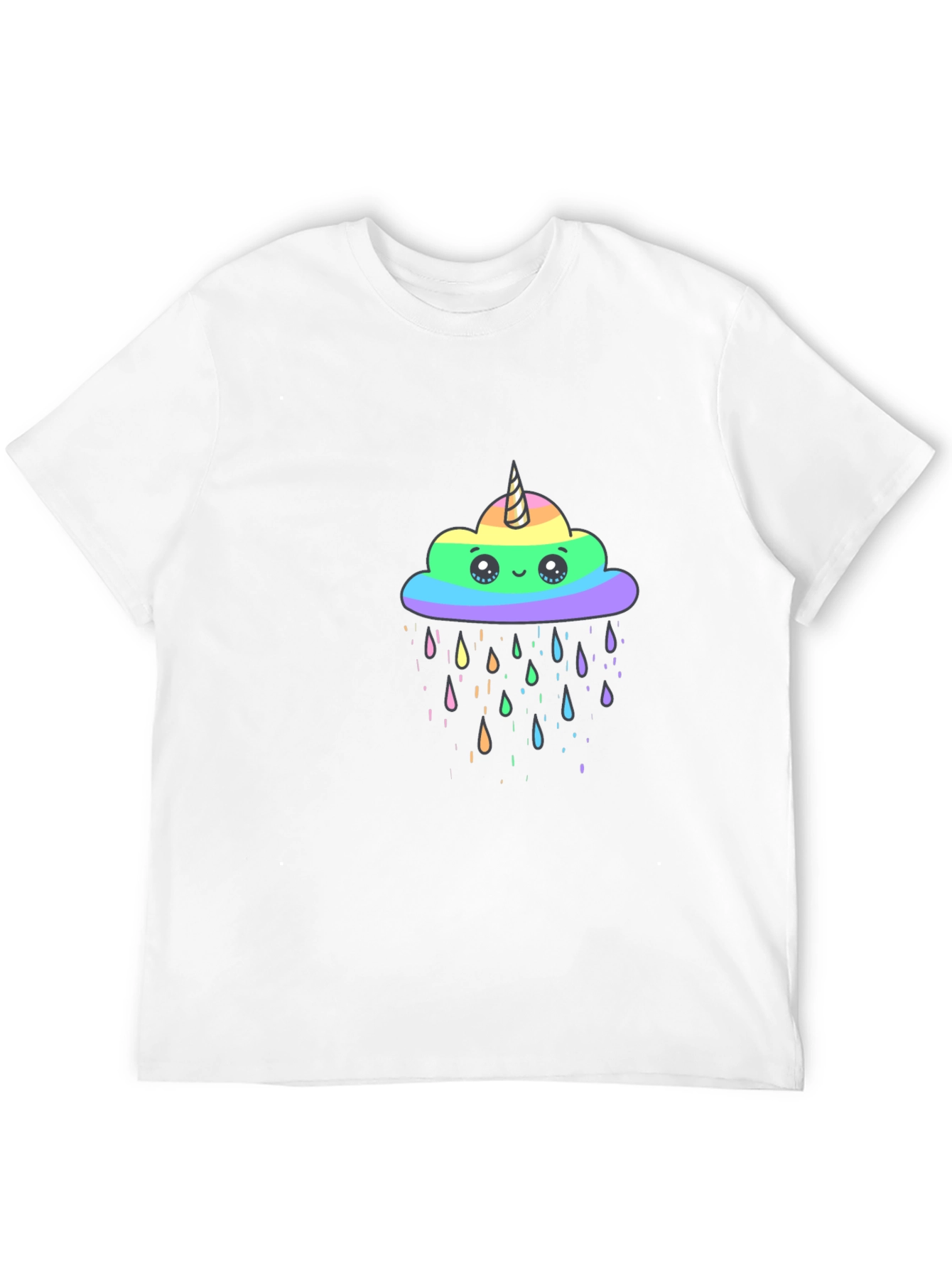 Rainbow Unicorn Cloud Black T-Shirt