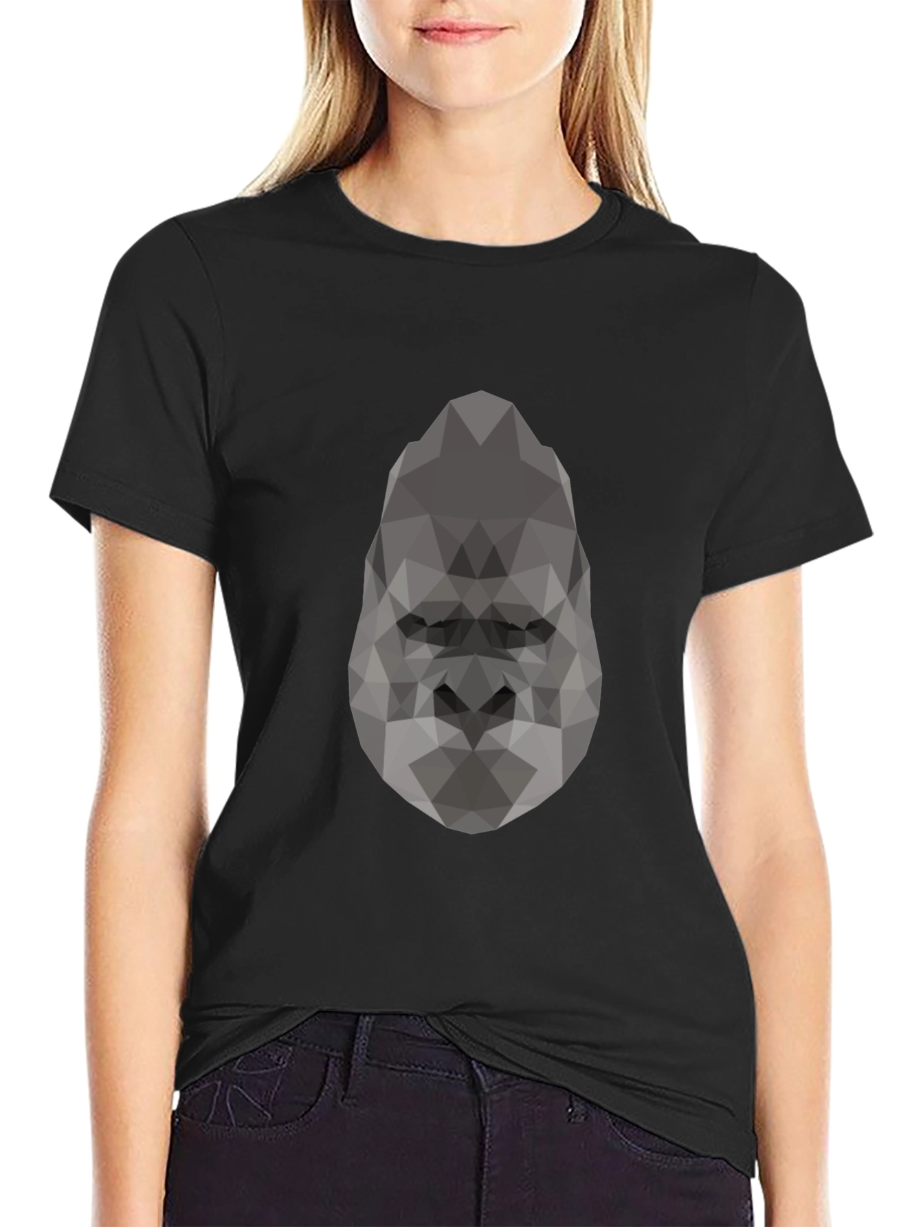 Geometric Gorilla Graphic Tee - Modern Black T-Shirt