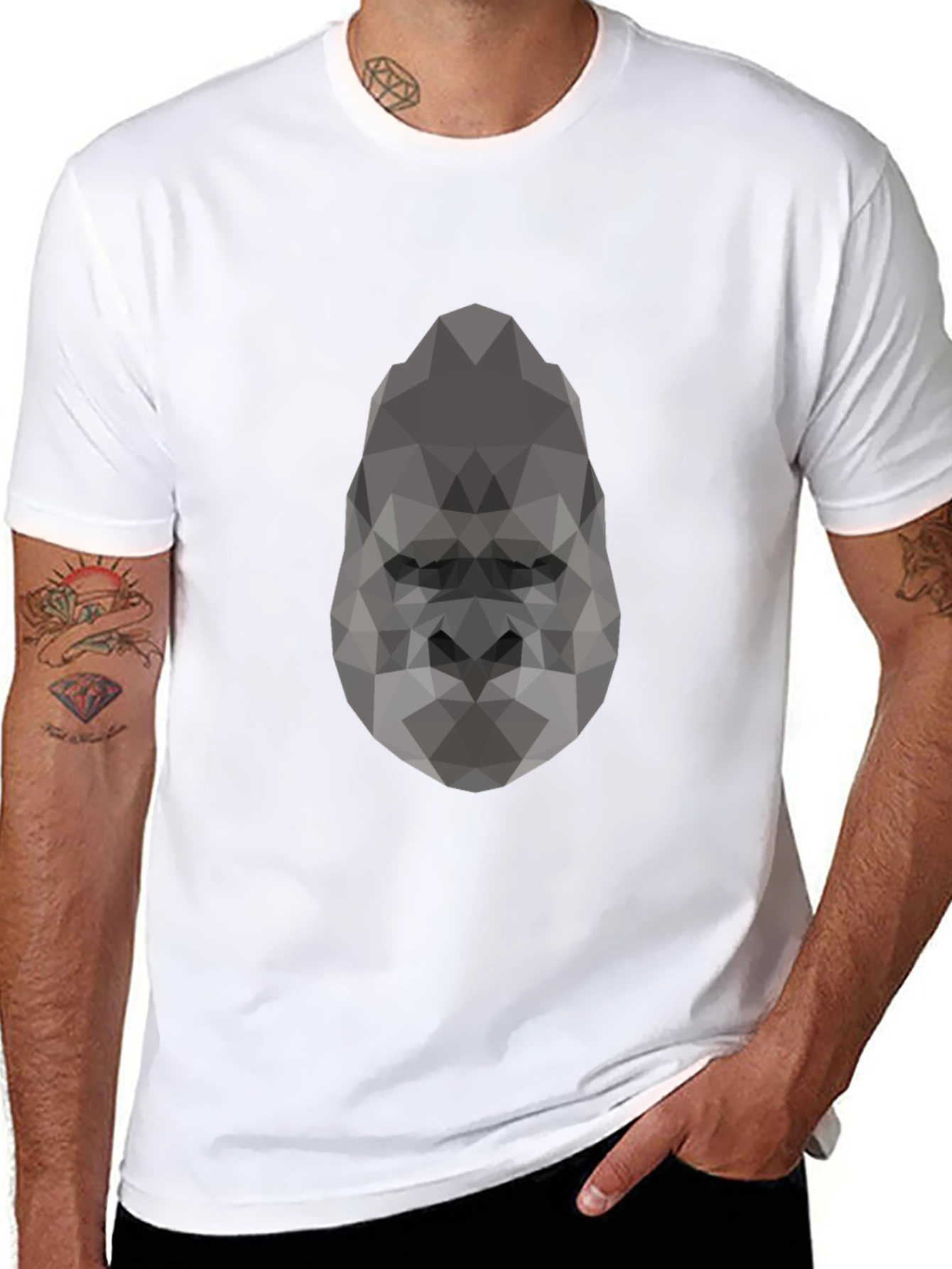 Geometric Gorilla Graphic Tee - Modern Black T-Shirt
