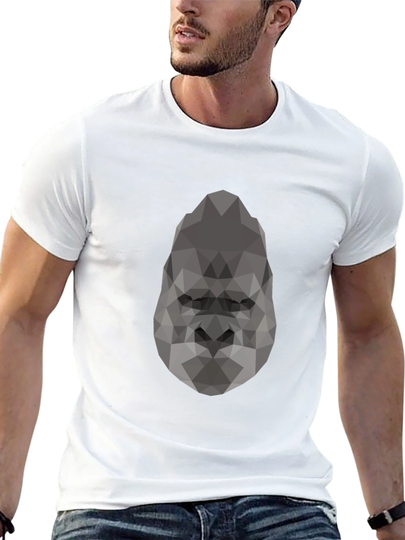 Geometric Gorilla Graphic Tee - Modern Black T-Shirt