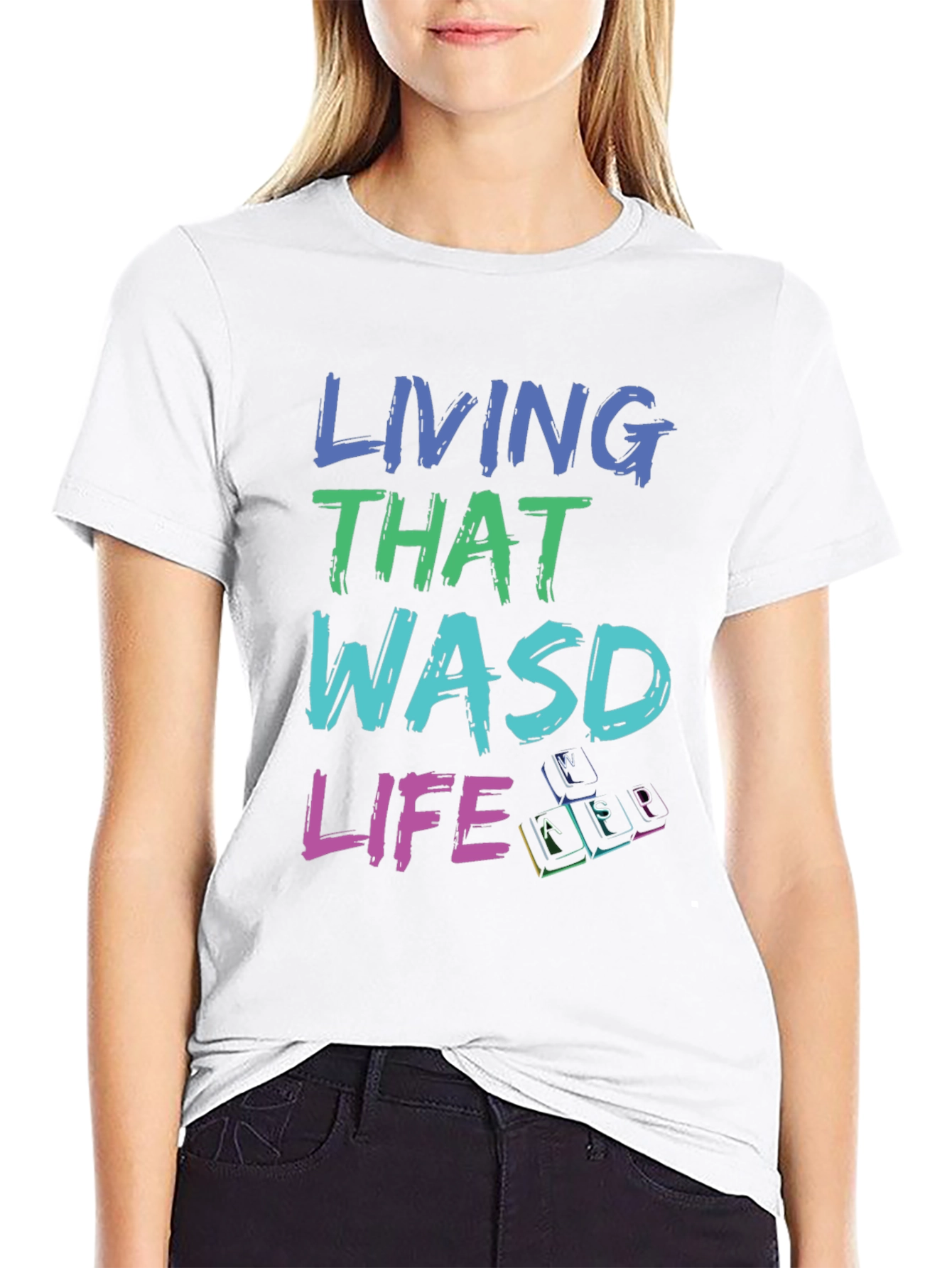 Living That WASD Life Black T-Shirt - Gamer Apparel