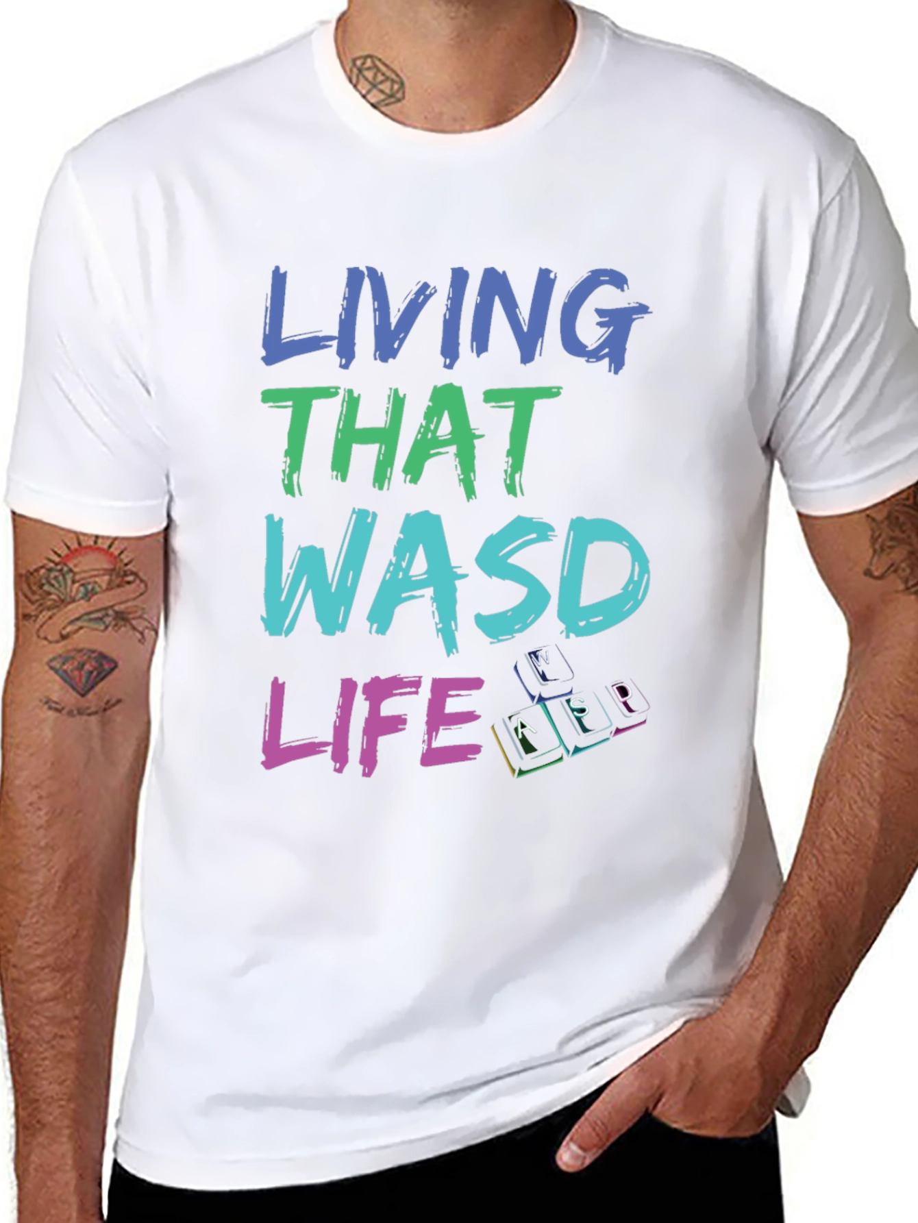 Living That WASD Life Black T-Shirt - Gamer Apparel