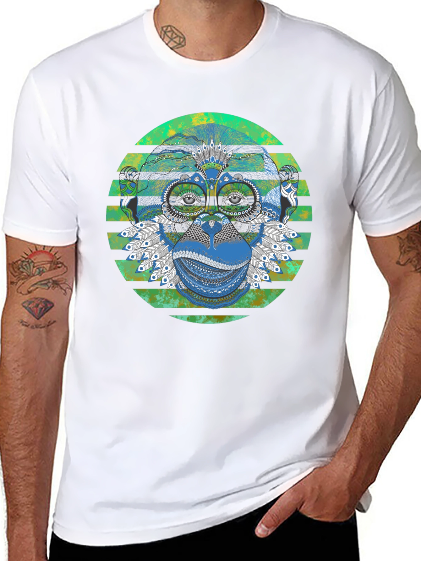 Monkey T-Shirt - Geometric Design