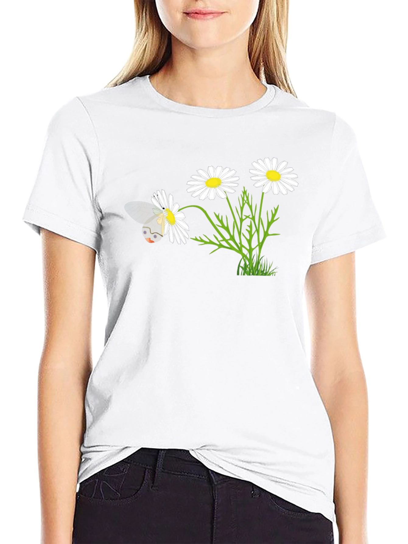 Daisy Bee Graphic T-Shirt - Black Cotton Blend
