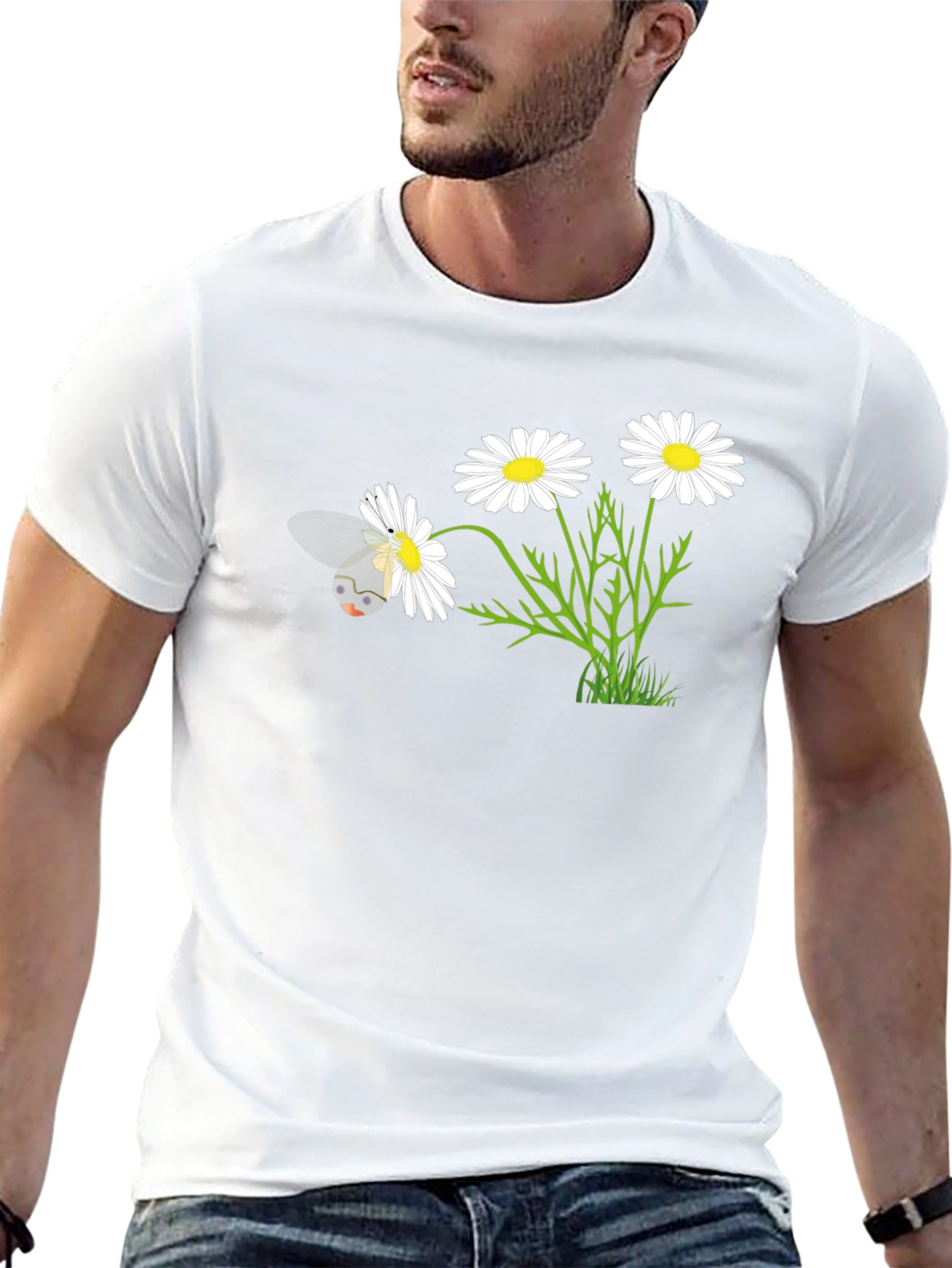 Daisy Bee Graphic T-Shirt - Black Cotton Blend