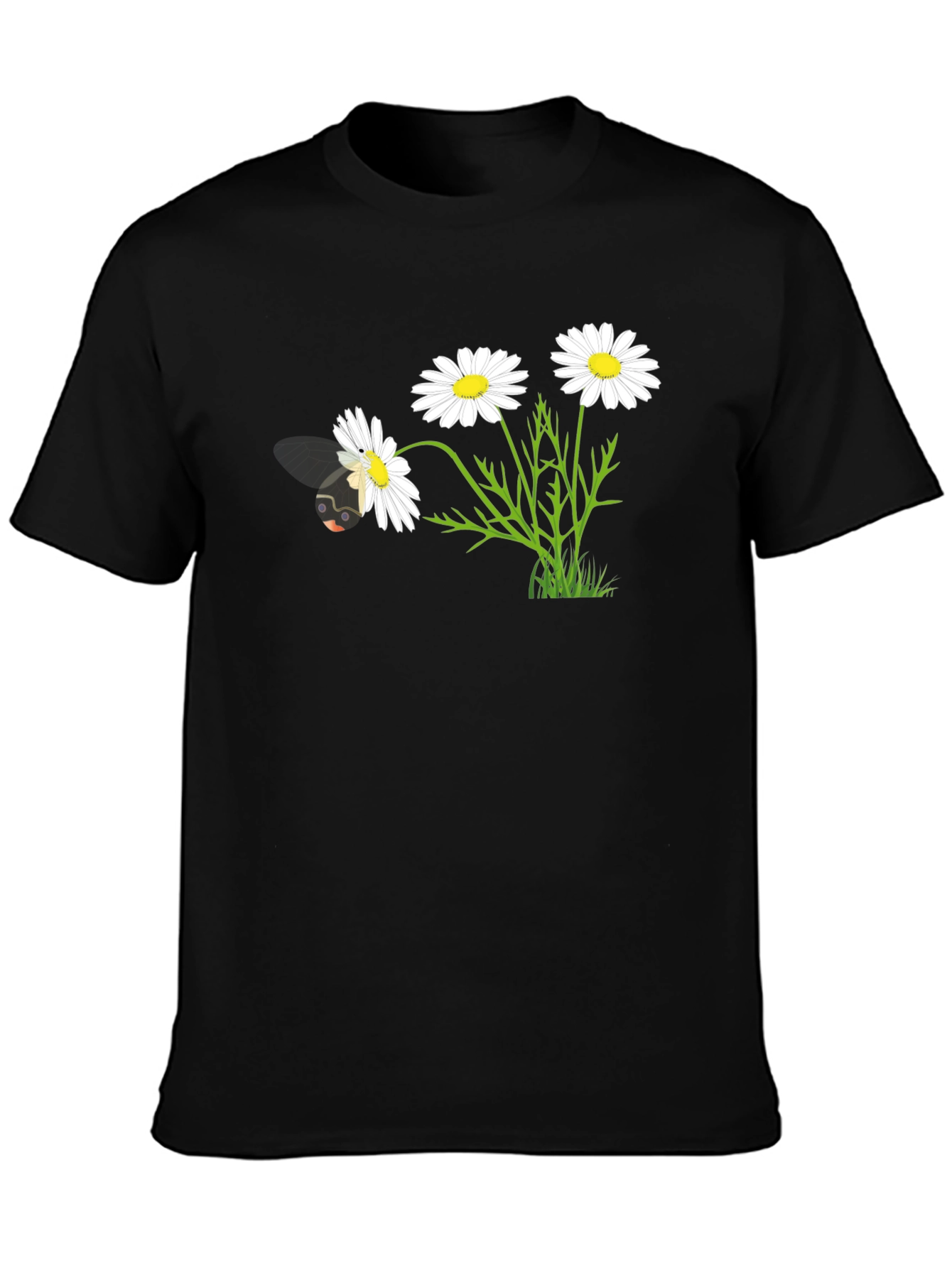 Daisy Bee Graphic T-Shirt - Black Cotton Blend