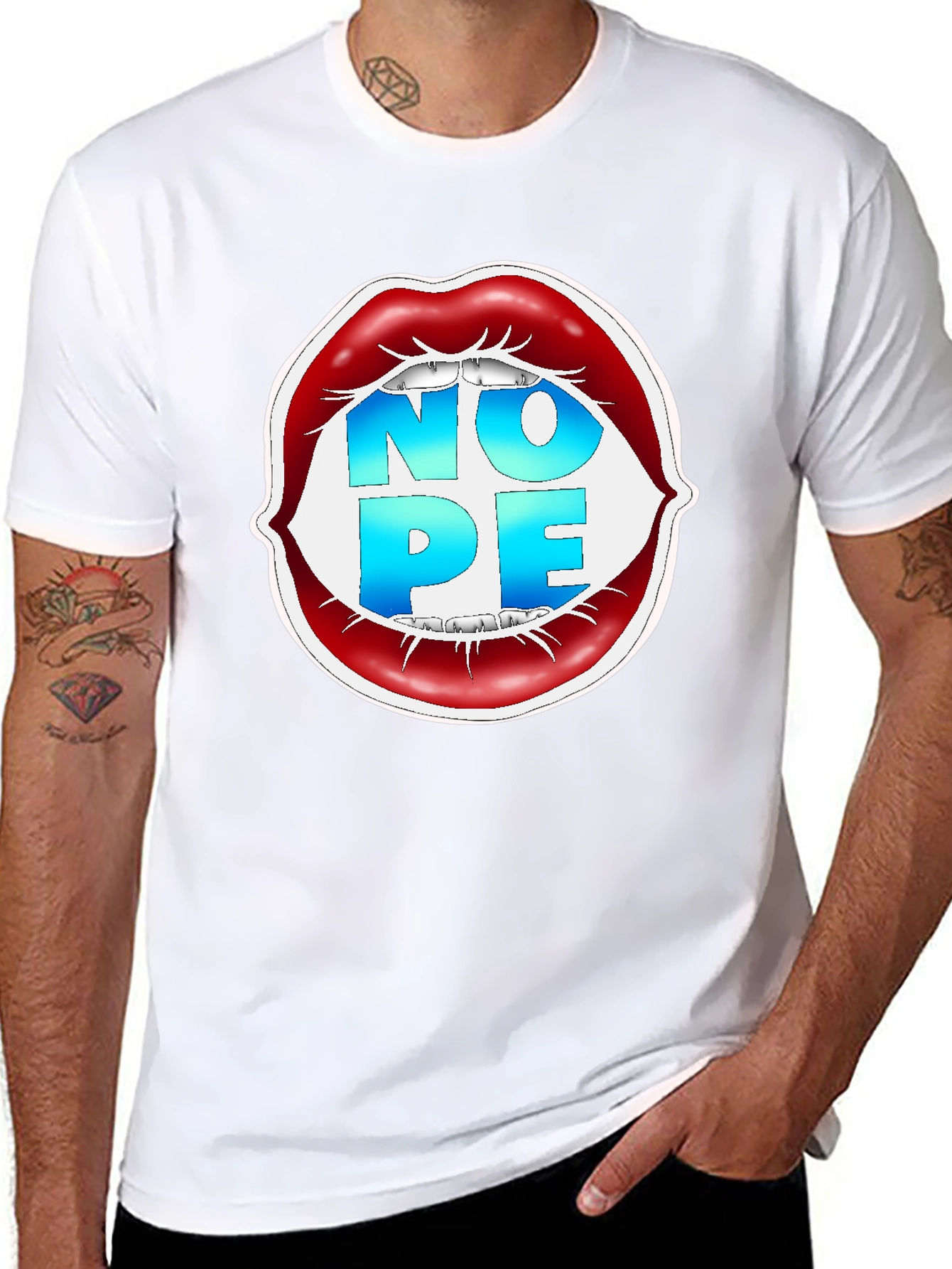 Nope Lips Graphic T-Shirt - Unisex Casual Tee