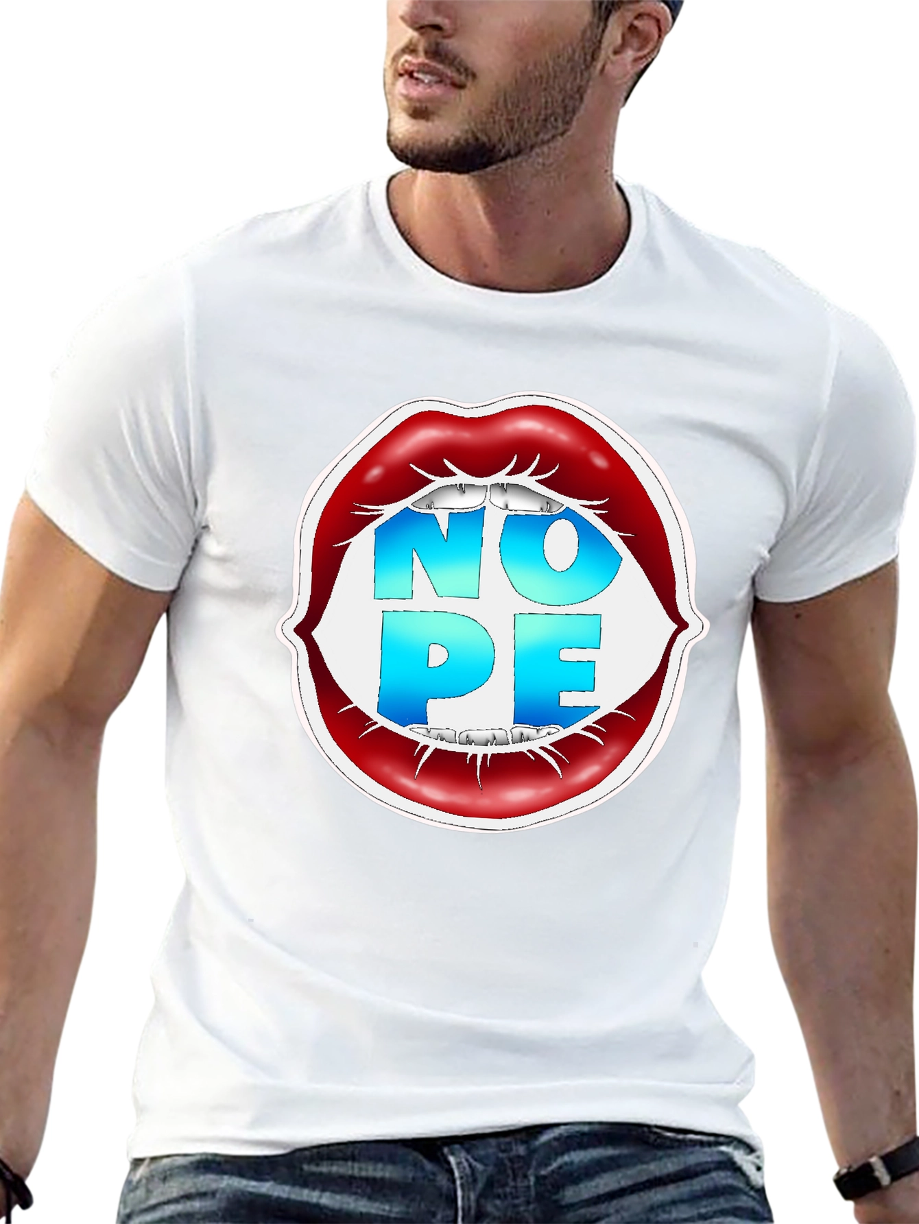 Nope Lips Graphic T-Shirt - Unisex Casual Tee