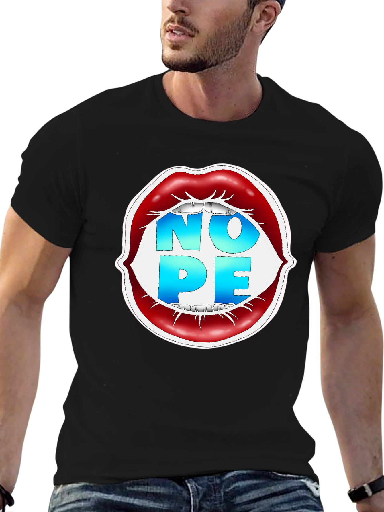 Nope Lips Graphic T-Shirt - Unisex Casual Tee