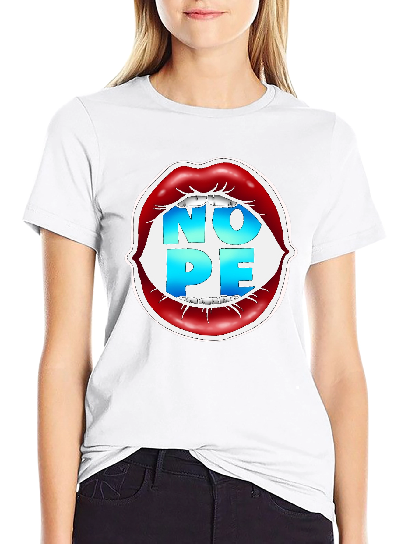 Nope Lips Graphic T-Shirt - Unisex Casual Tee