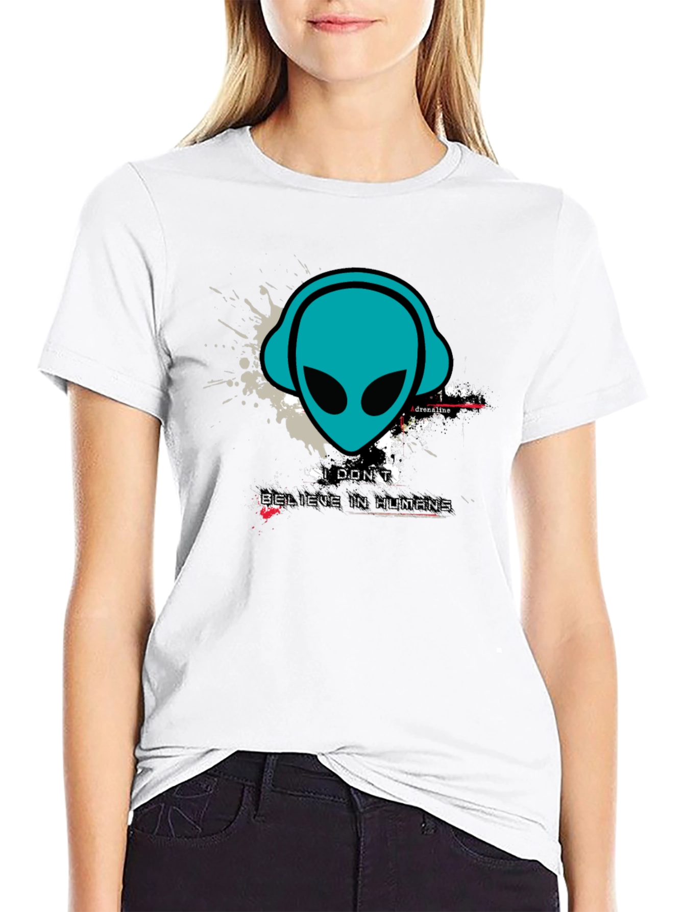 Alien Headphones Graphic Tee - Believe in Humans?
