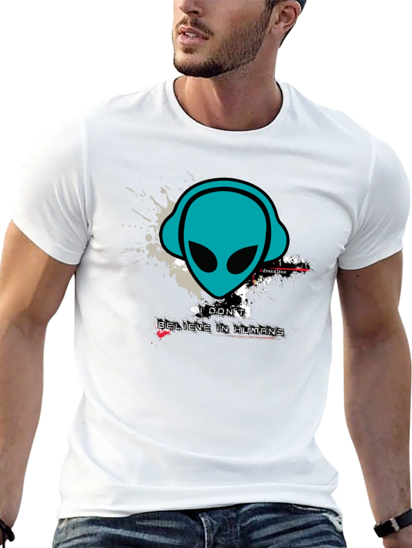 Alien Headphones Graphic Tee - Believe in Humans?