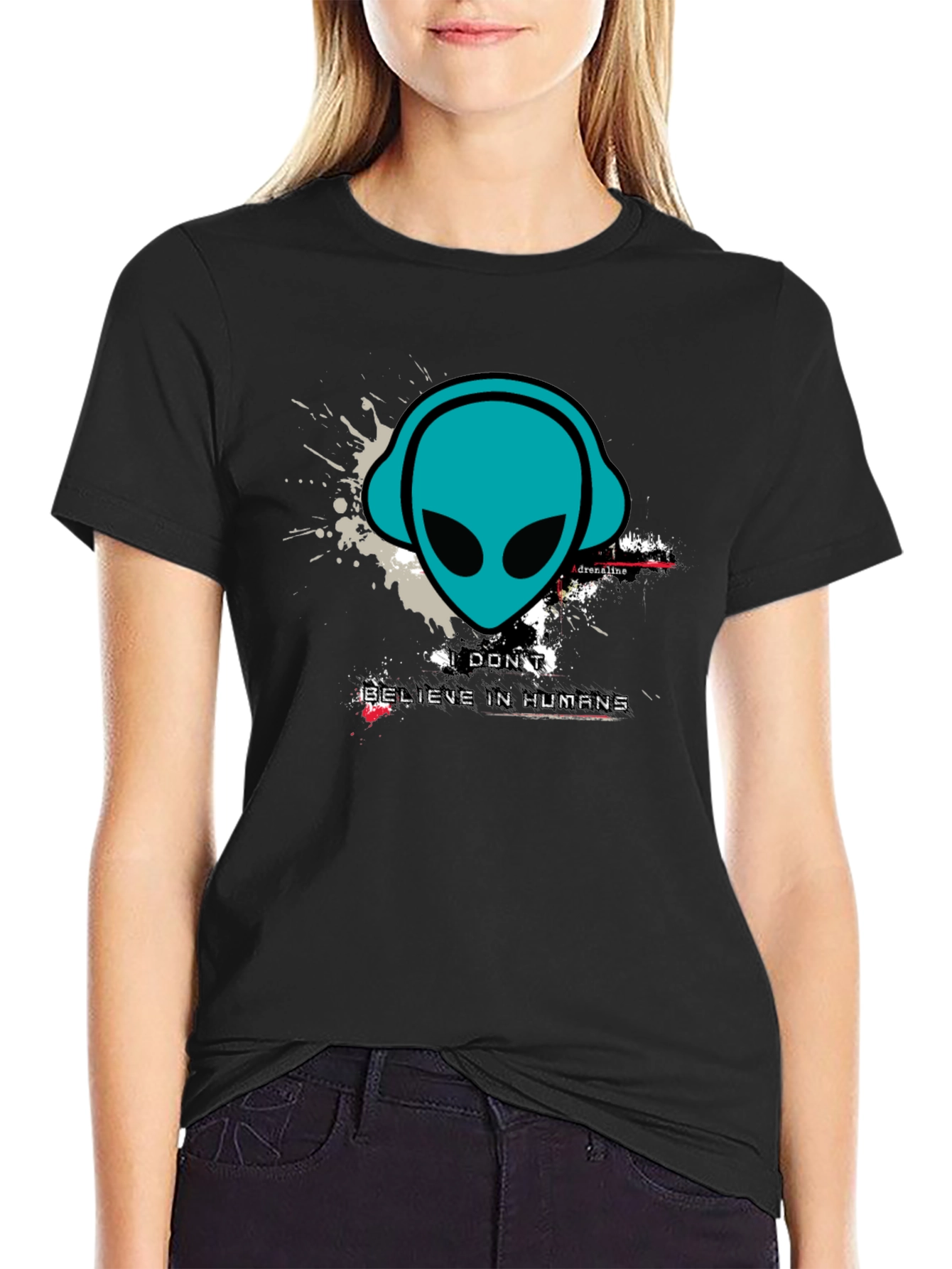 Alien Headphones Graphic Tee - Believe in Humans?