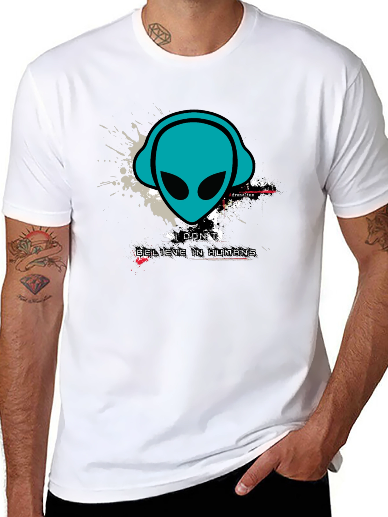 Alien Headphones Graphic Tee - Believe in Humans?