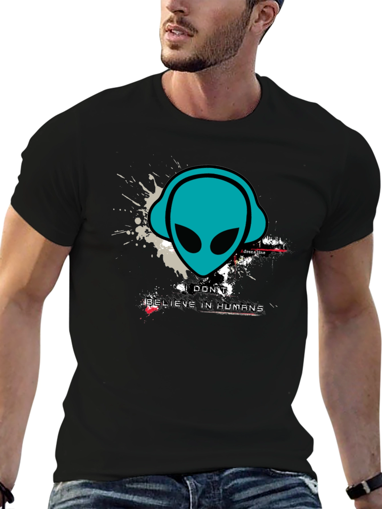 Alien Headphones Graphic Tee - Believe in Humans?