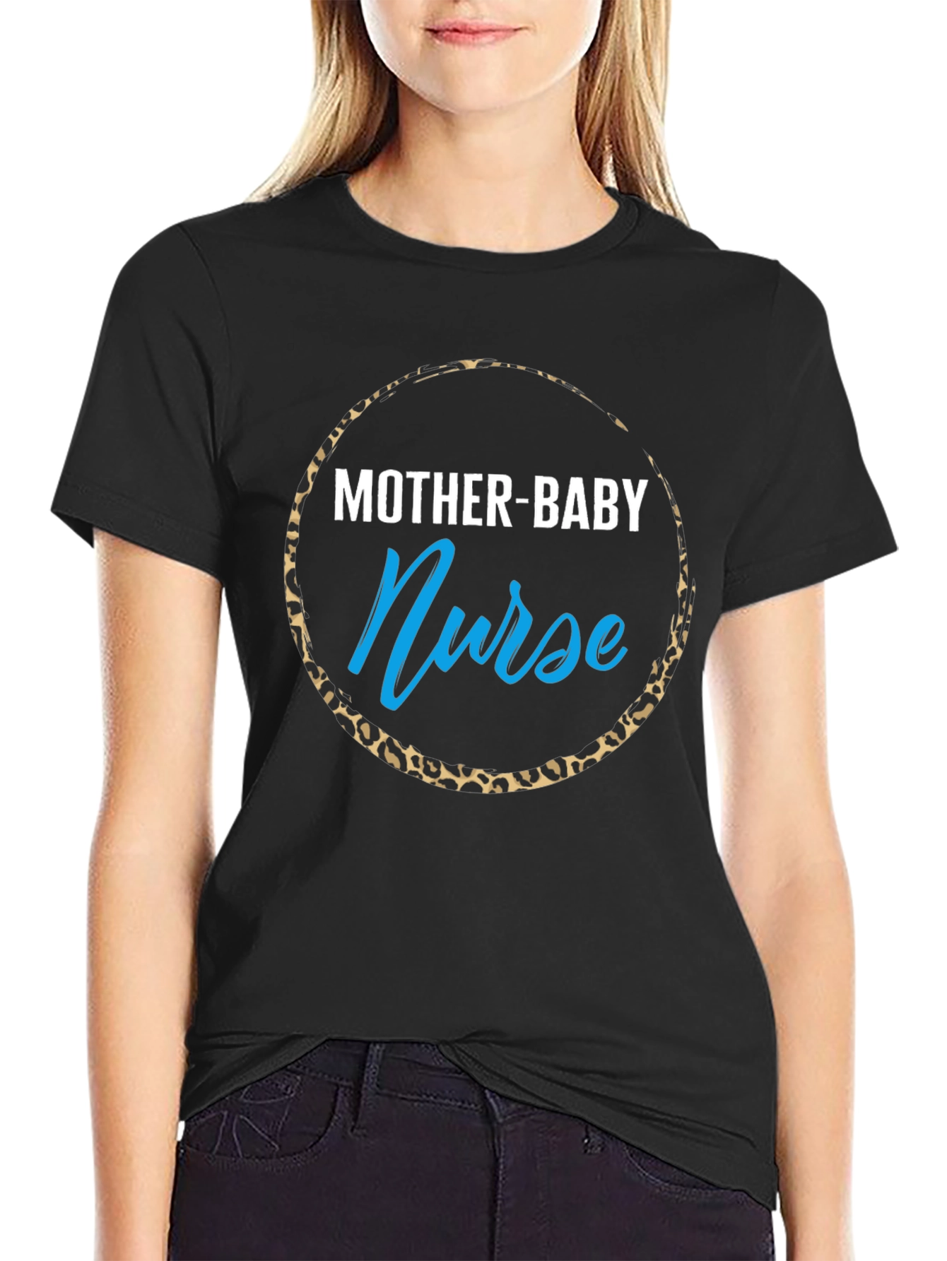 Mother-Baby Nurse Leopard Print T-Shirt