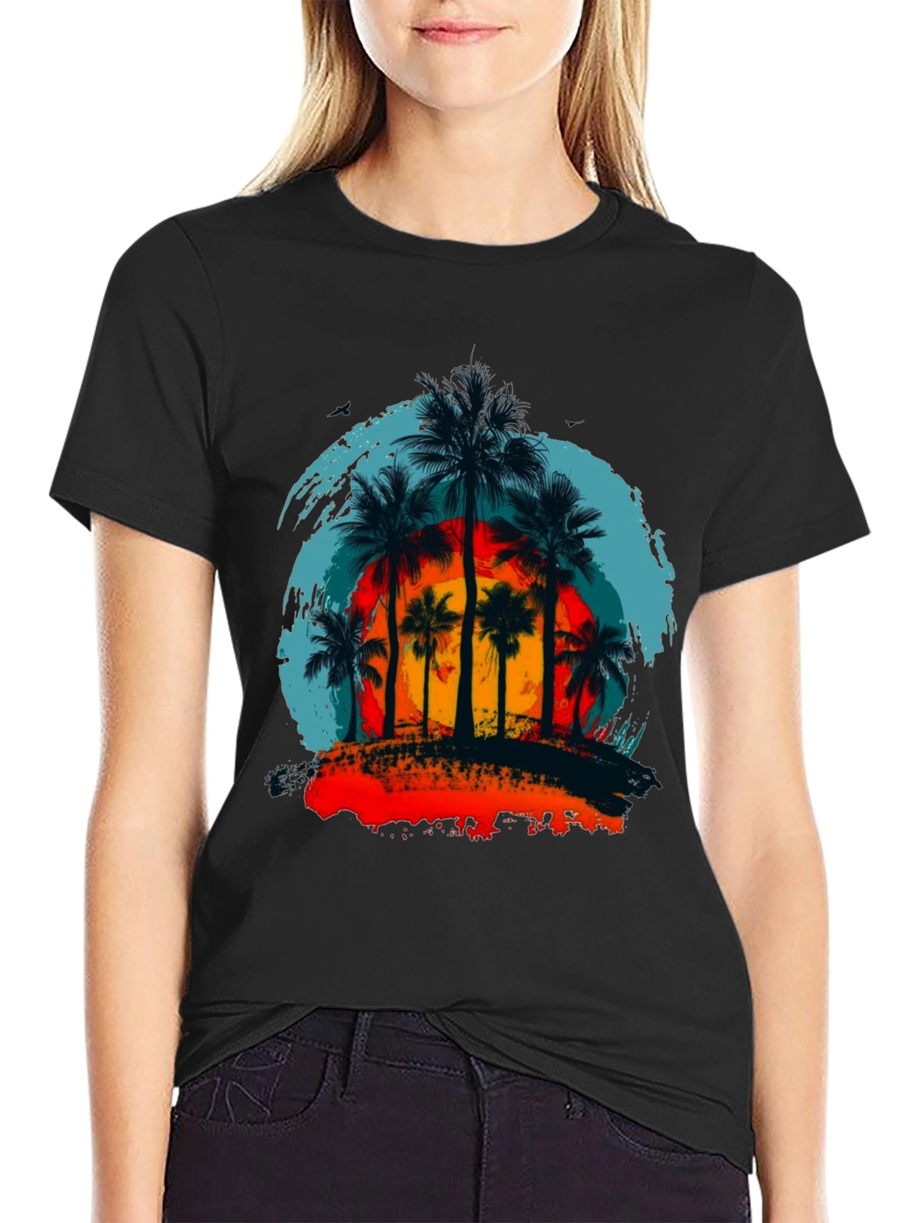 Tropical Palm Tree Sunset Graphic Tee