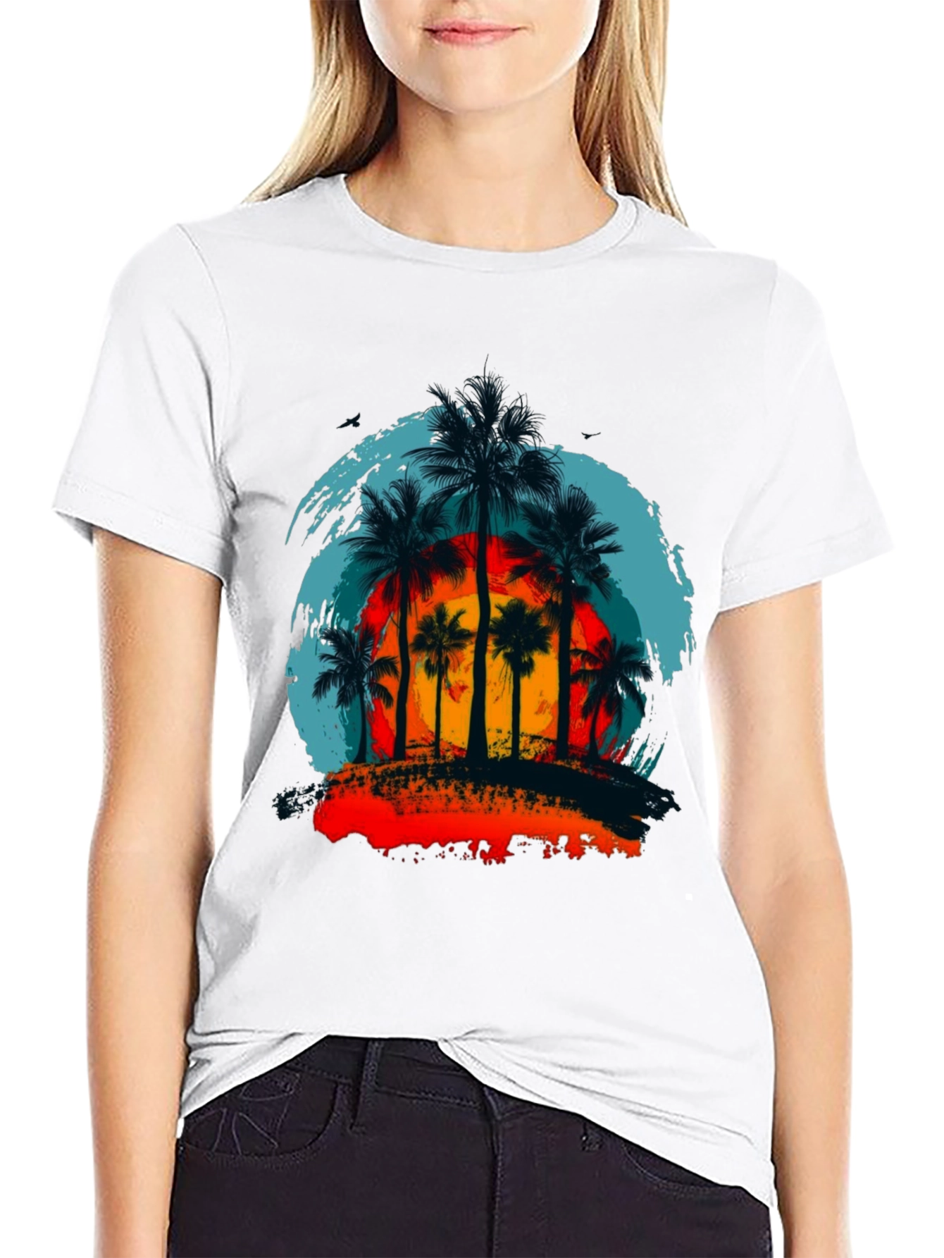 Tropical Palm Tree Sunset Graphic Tee