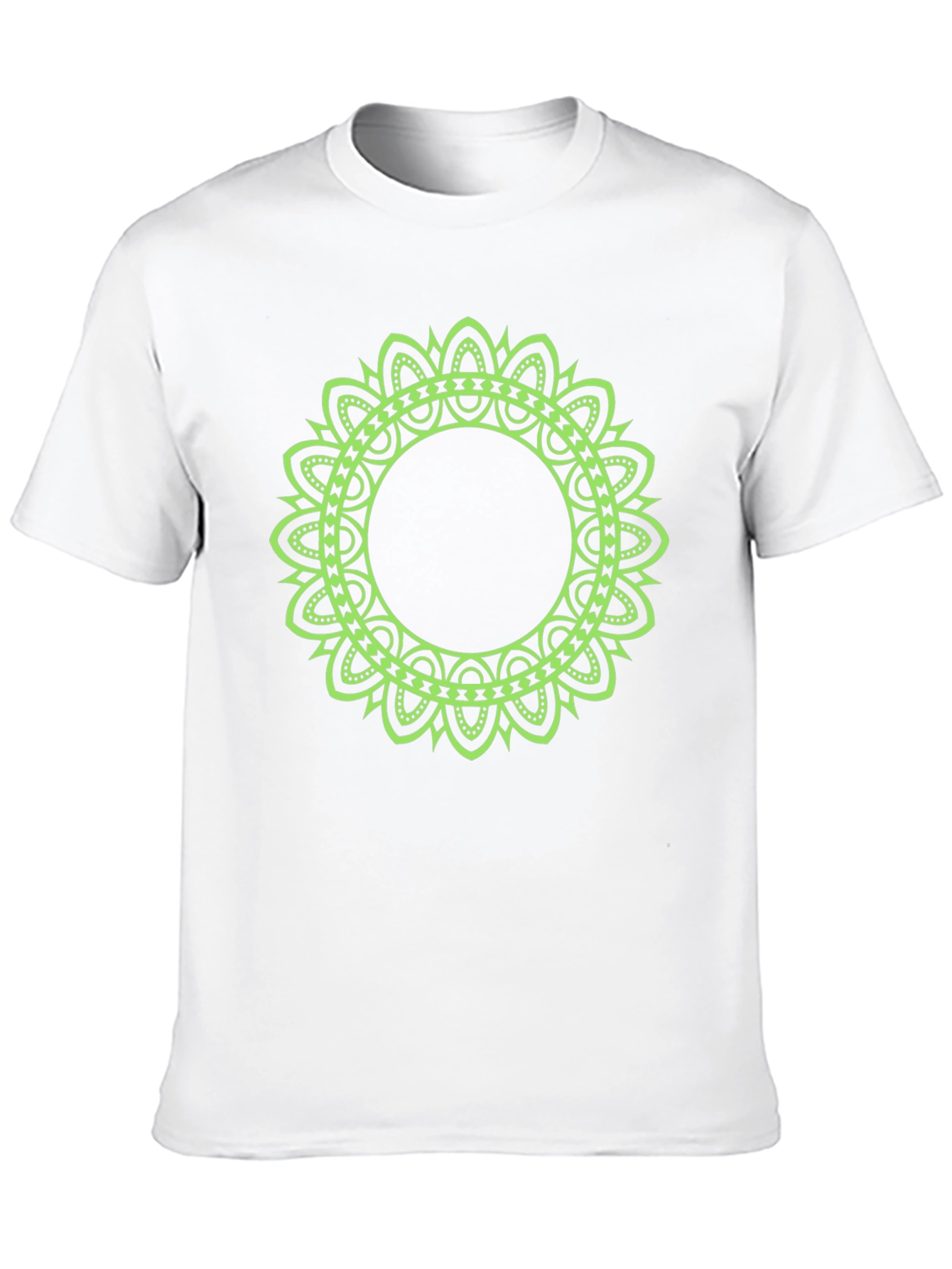 Mens Black T-Shirt with Green Mandala Design