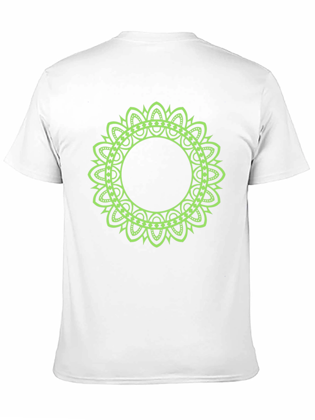 Mens Black T-Shirt with Green Mandala Design