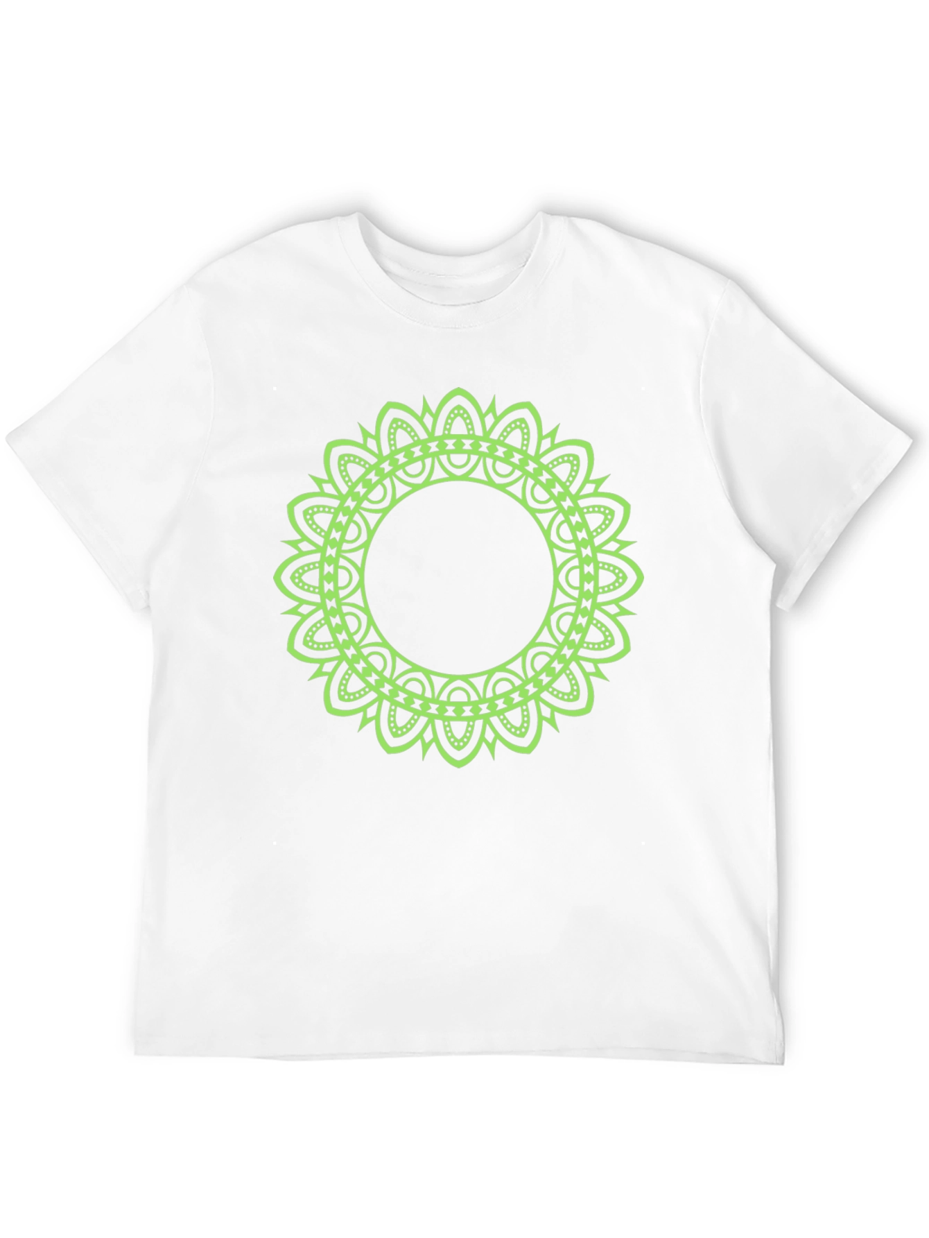 Mens Black T-Shirt with Green Mandala Design