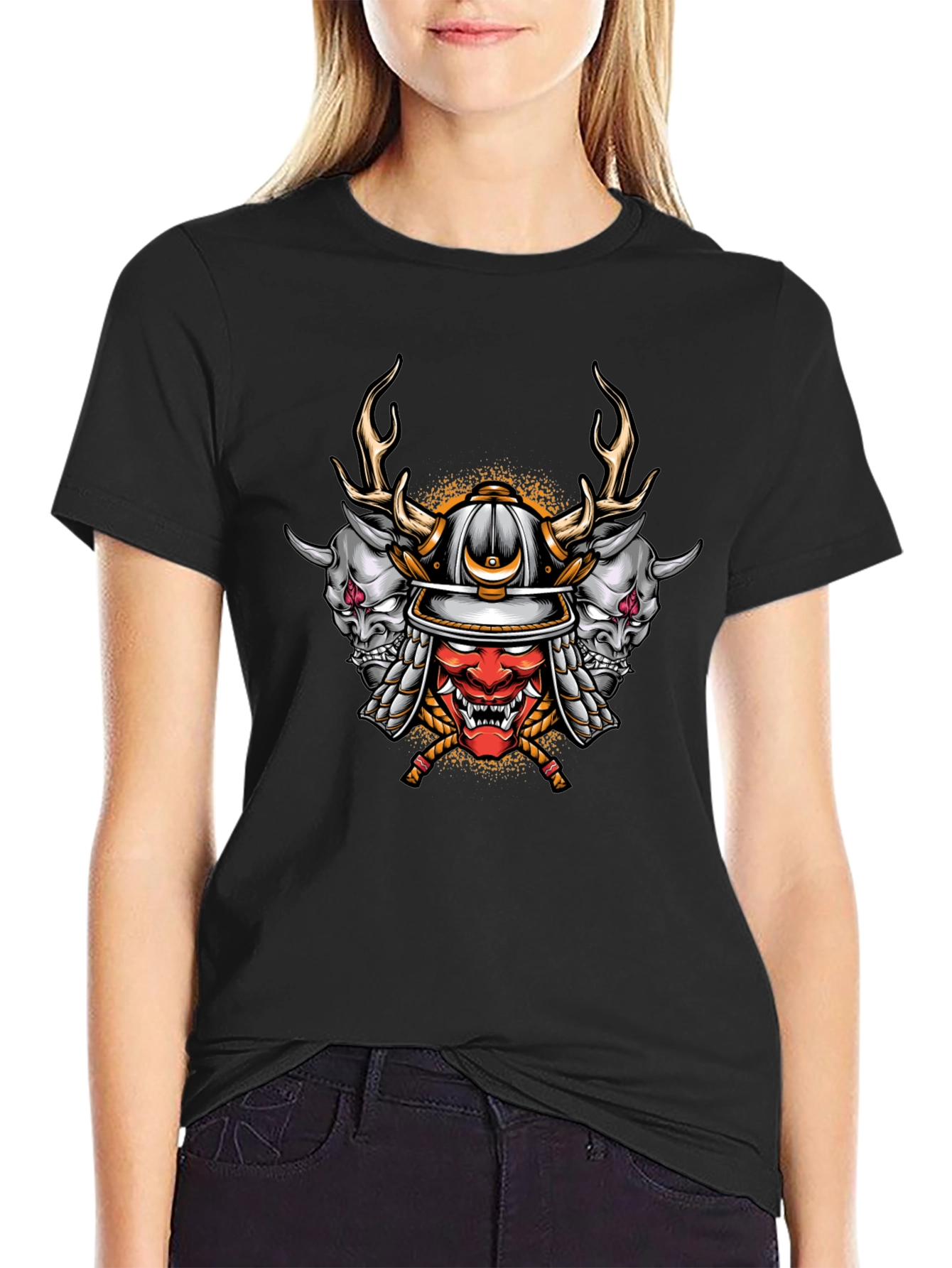 Samurai Oni Mask Graphic T-Shirt