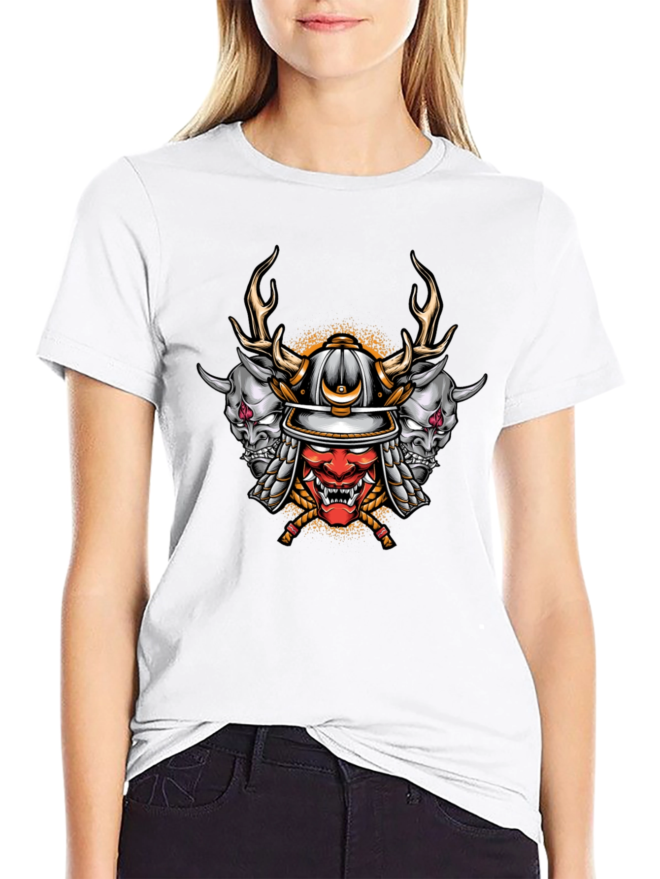 Samurai Oni Mask Graphic T-Shirt
