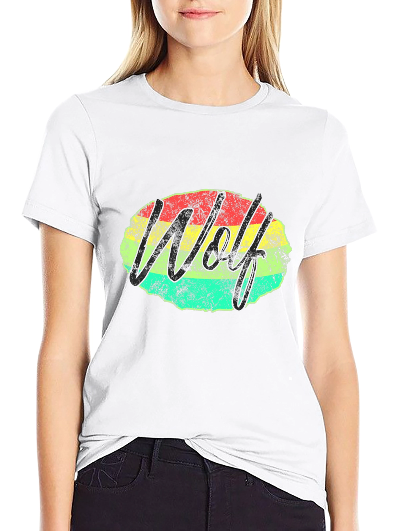 Wolf Graphic Tee - Retro Style Black T-Shirt