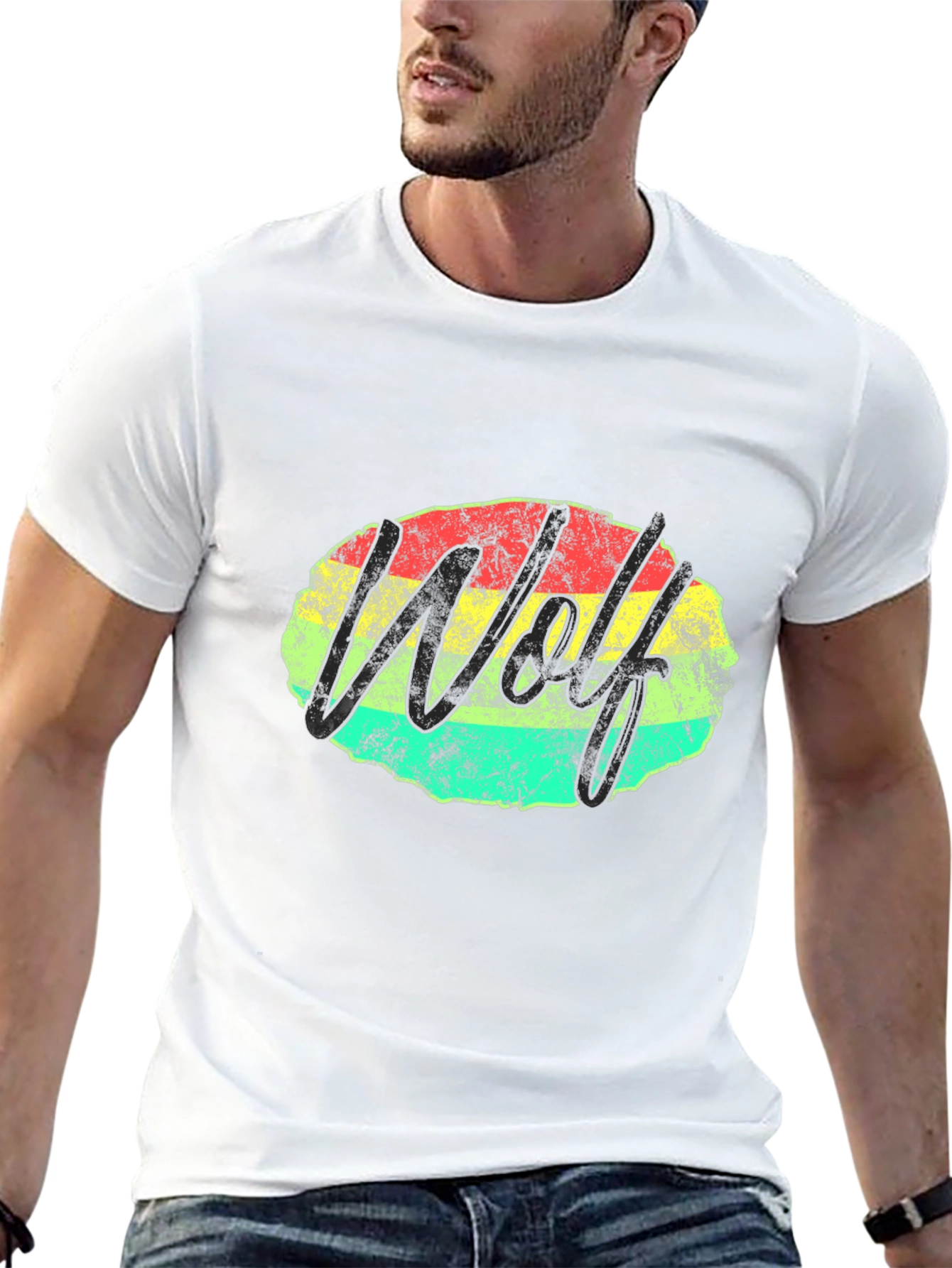 Wolf Graphic Tee - Retro Style Black T-Shirt