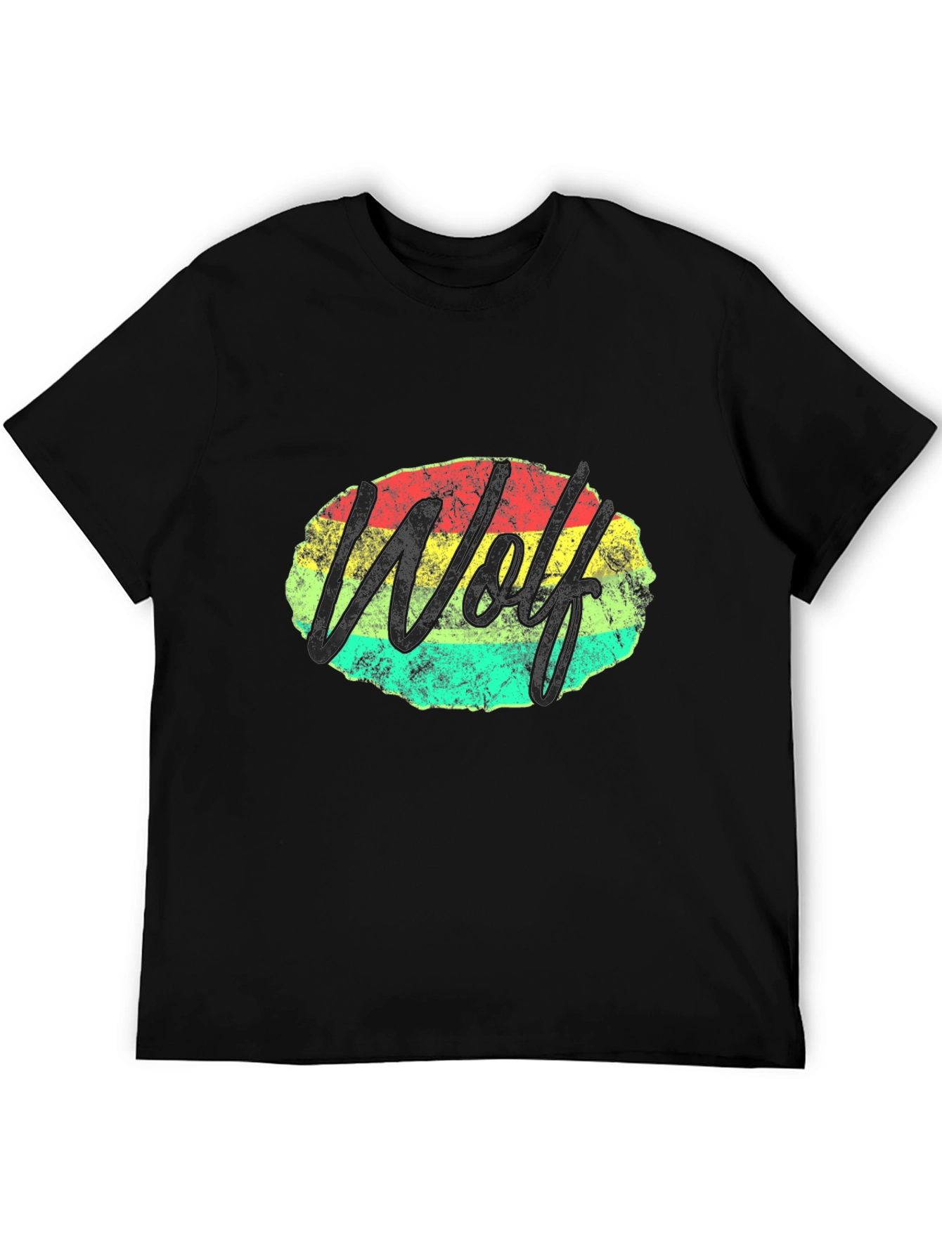 Wolf Graphic Tee - Retro Style Black T-Shirt
