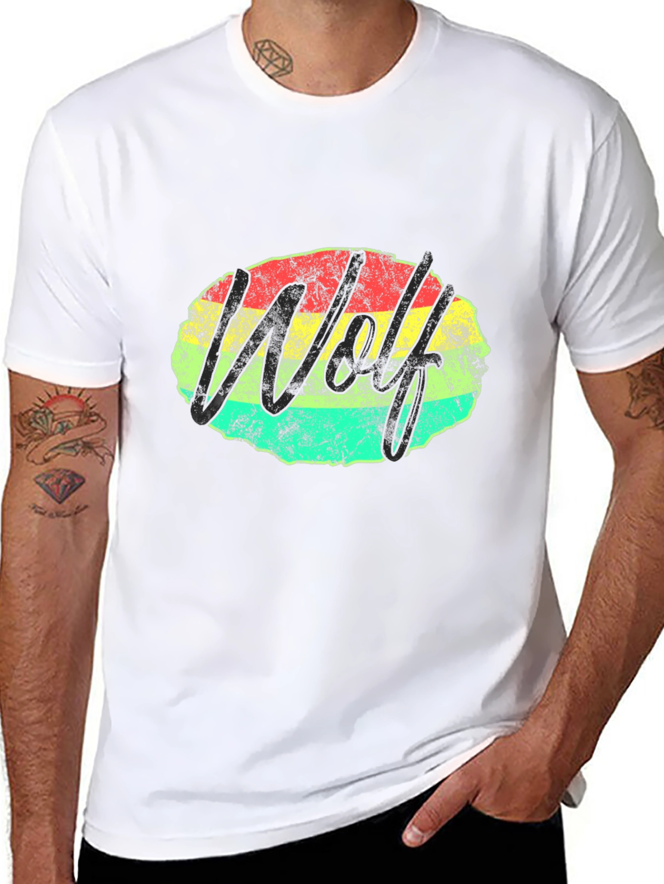 Wolf Graphic Tee - Retro Style Black T-Shirt
