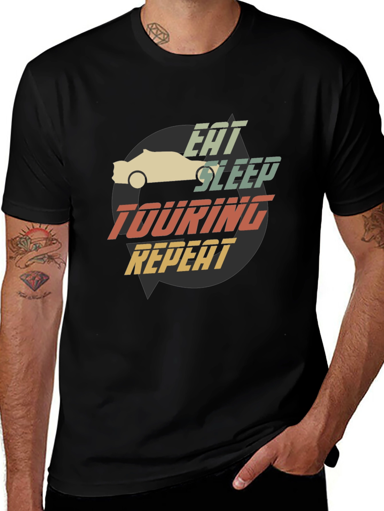 Eat Sleep Touring Repeat Car T-Shirt