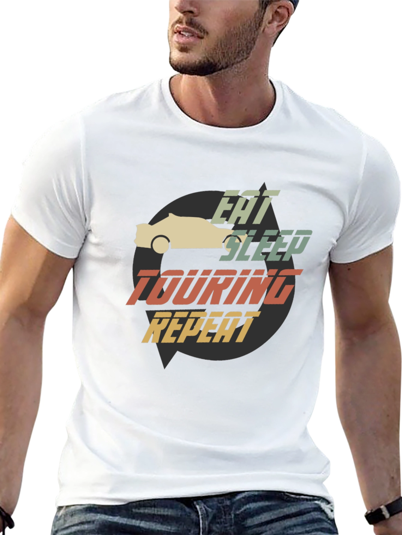 Eat Sleep Touring Repeat Car T-Shirt
