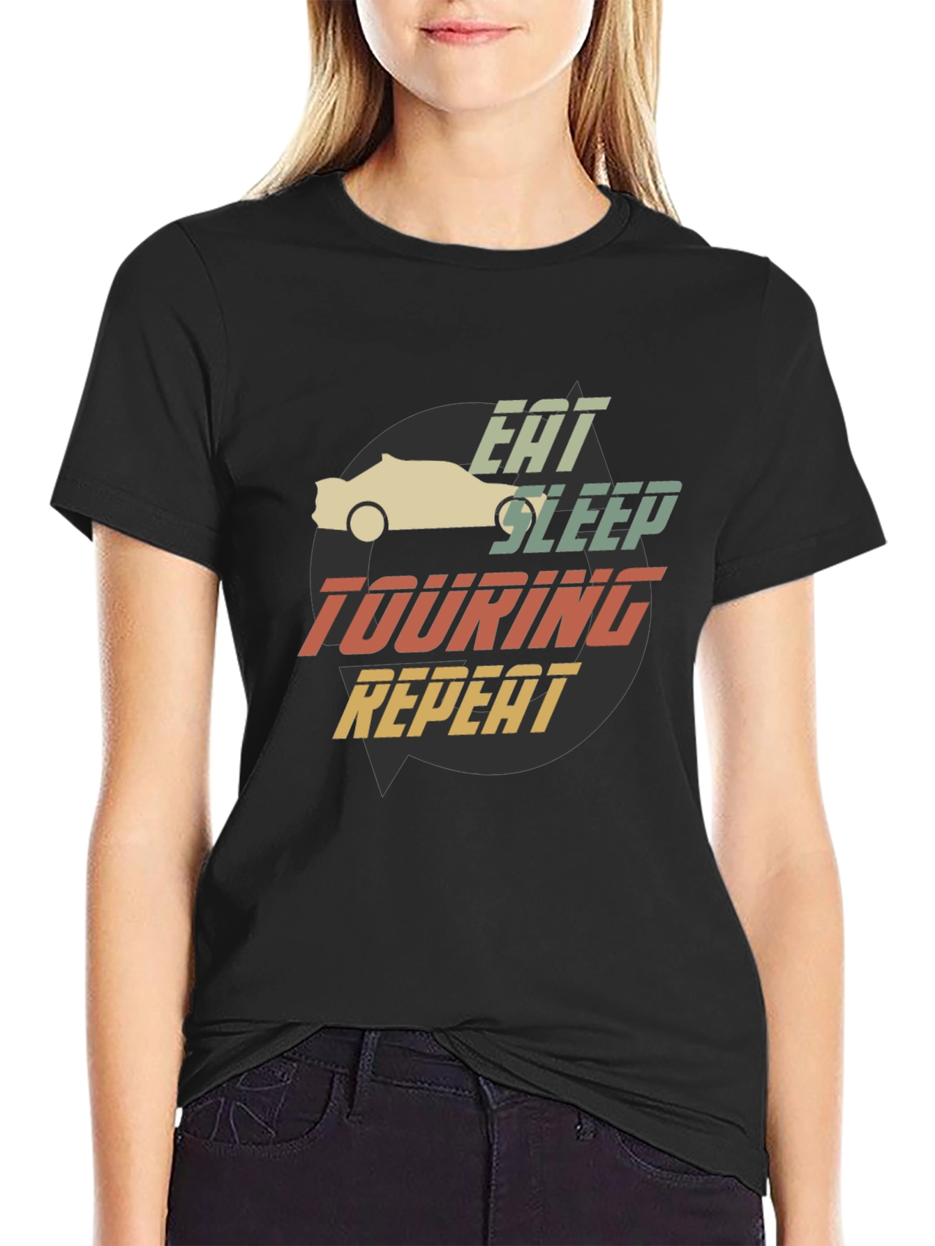 Eat Sleep Touring Repeat Car T-Shirt