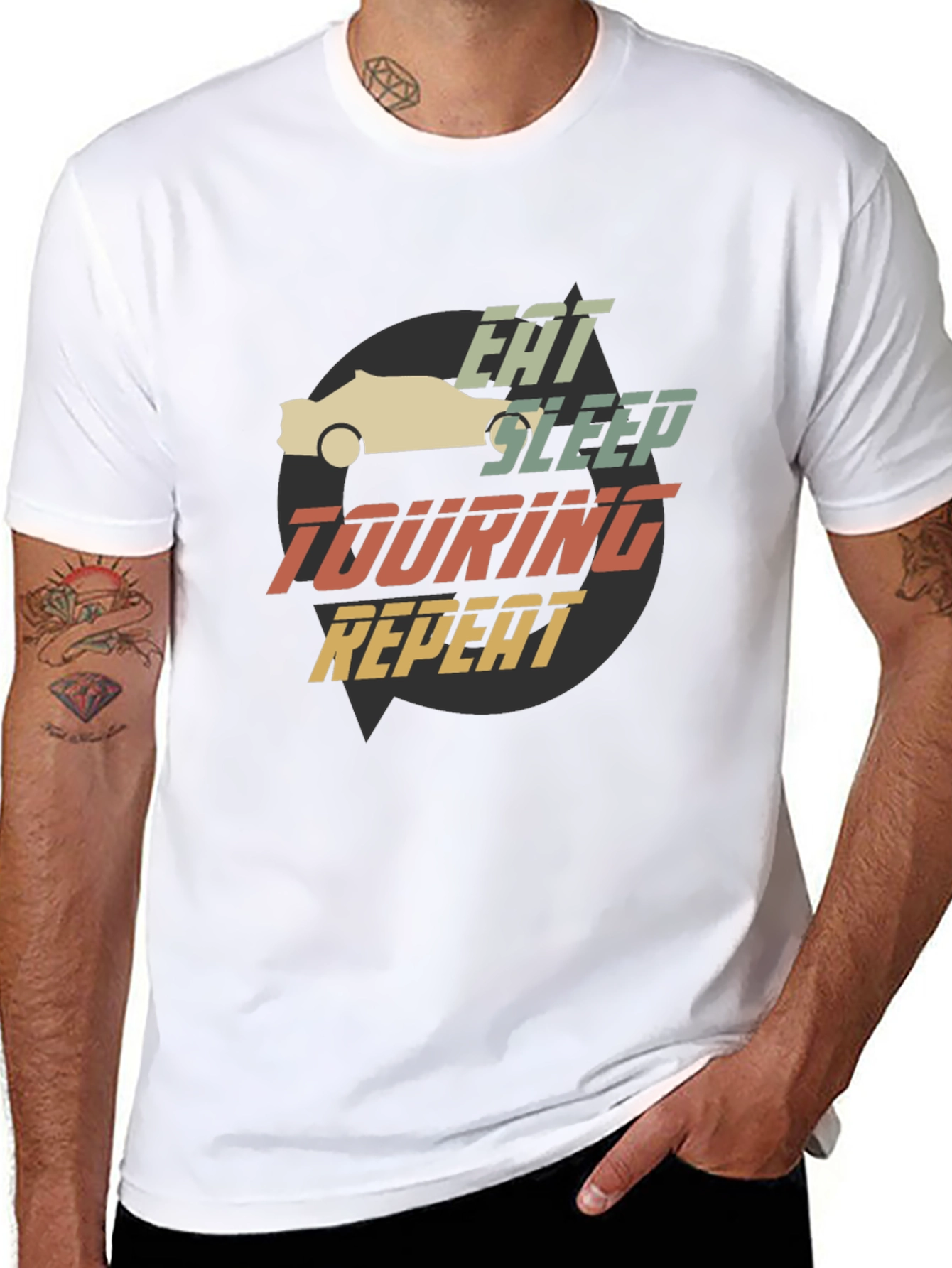Eat Sleep Touring Repeat Car T-Shirt