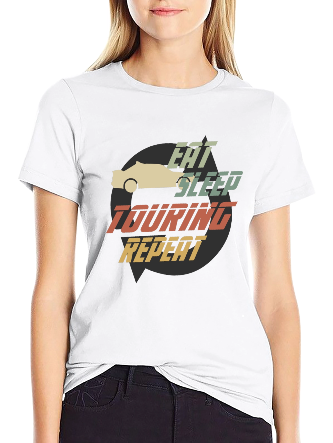 Eat Sleep Touring Repeat Car T-Shirt