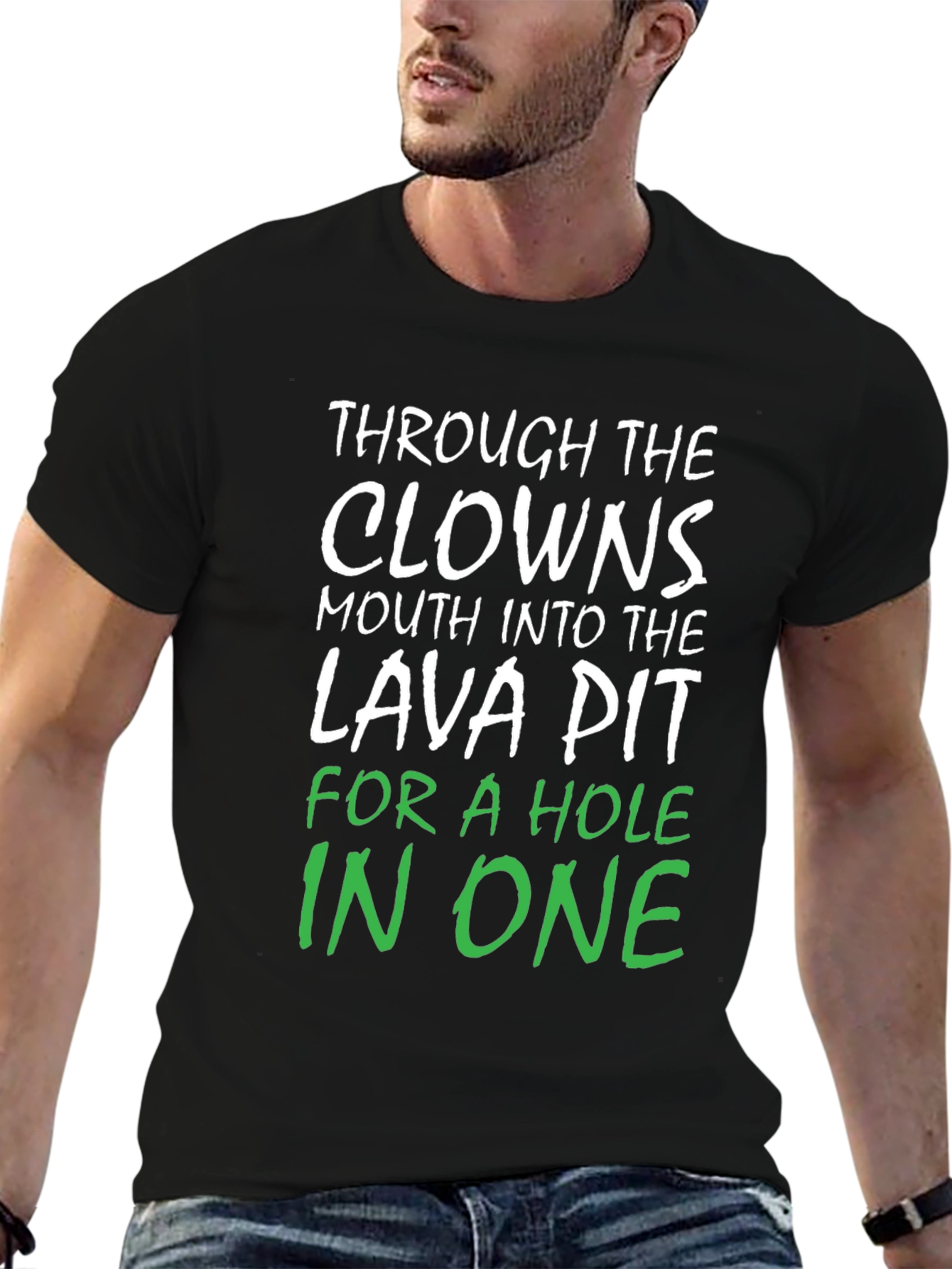 Clowns Mouth Lava Pit Hole In One Black T-Shirt