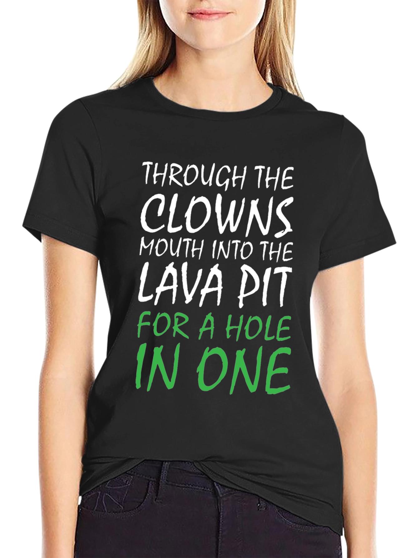 Clowns Mouth Lava Pit Hole In One Black T-Shirt