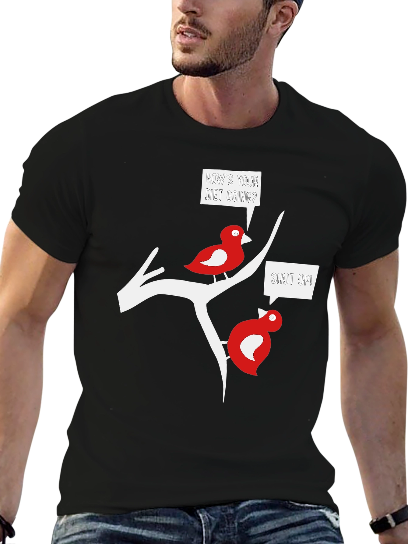 Funny Bird Diet T-Shirt - Black