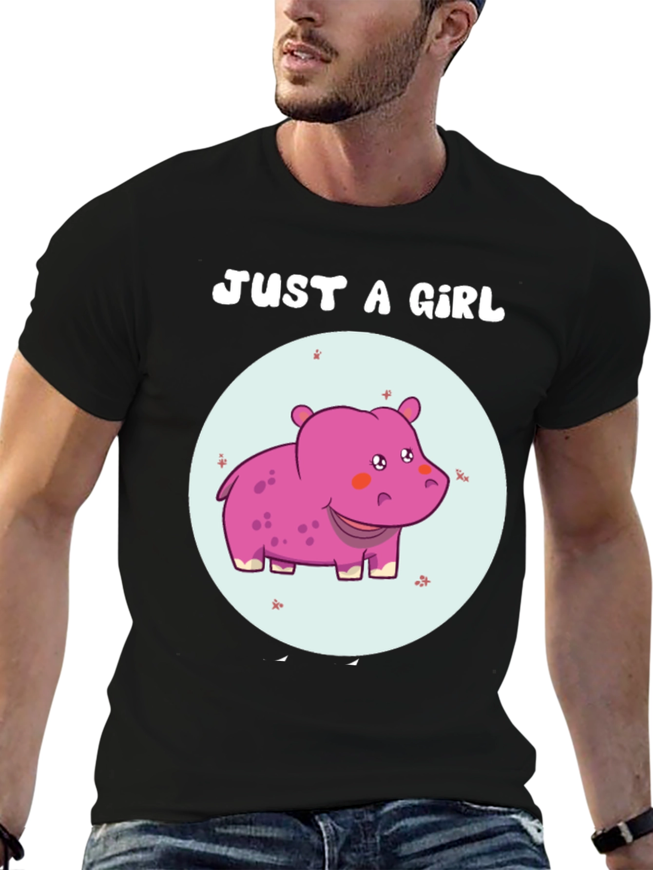 Just A Girl Hippo T-Shirt Cute Animal Graphic Tee