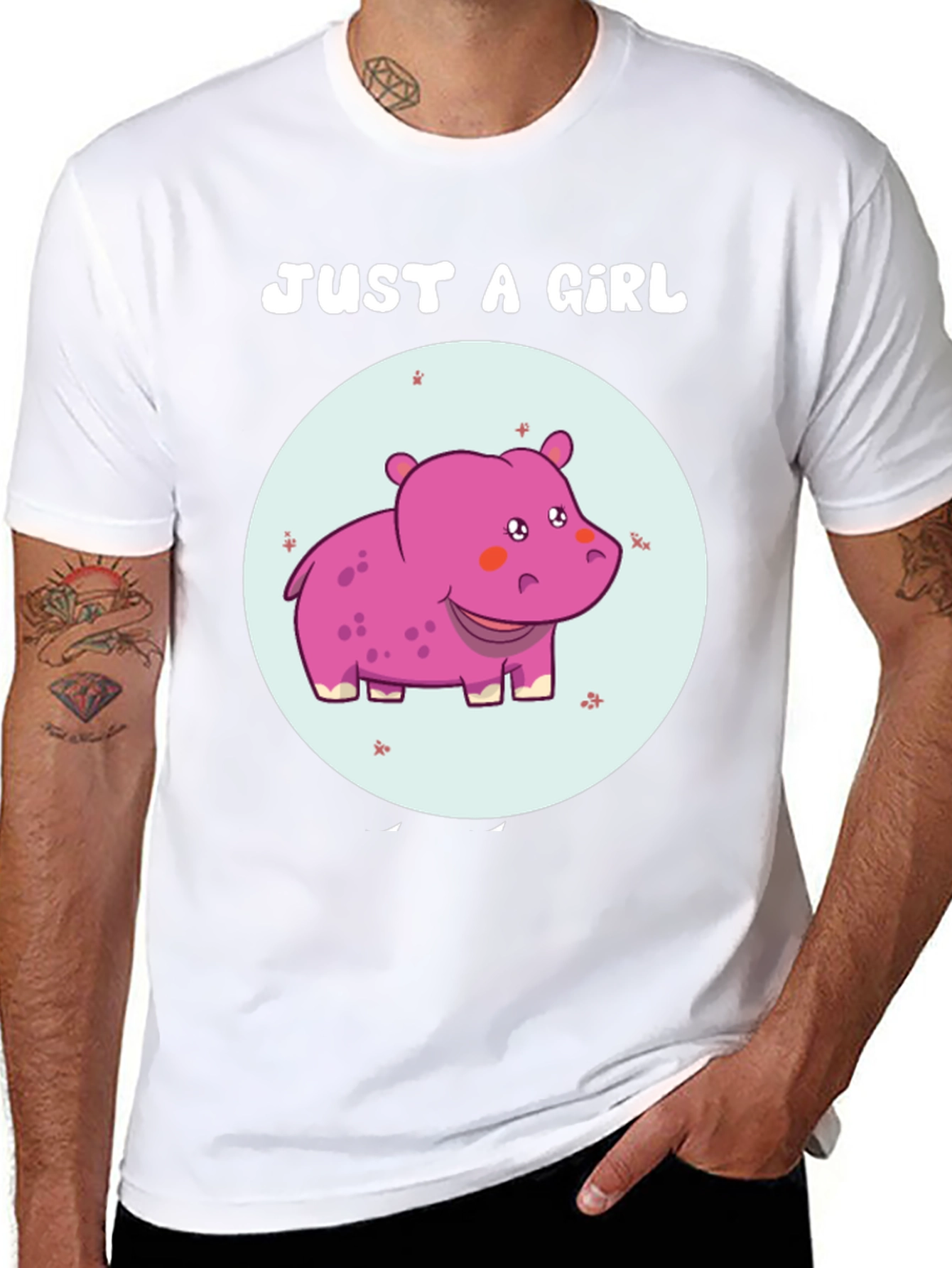 Just A Girl Hippo T-Shirt Cute Animal Graphic Tee