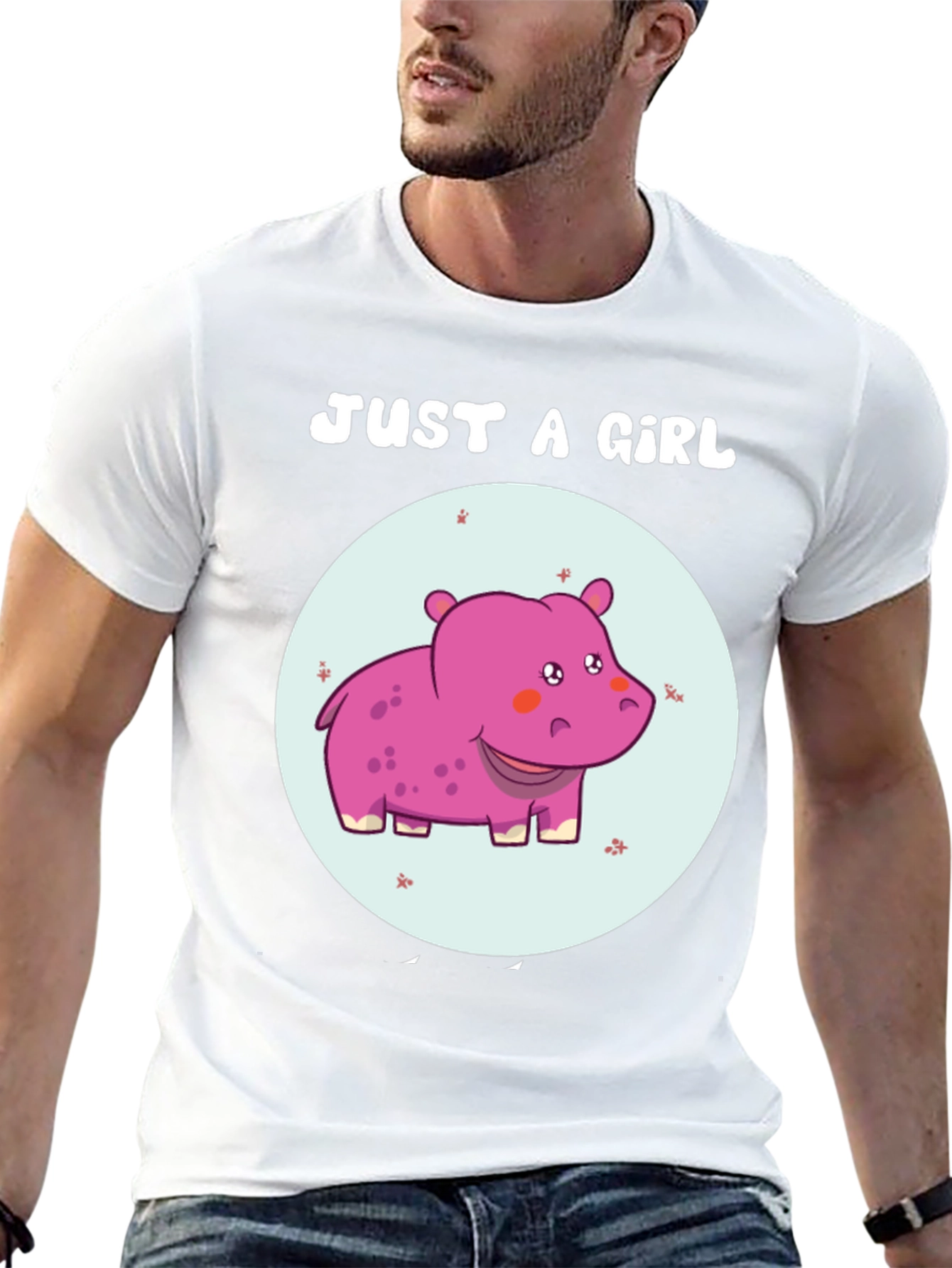 Just A Girl Hippo T-Shirt Cute Animal Graphic Tee