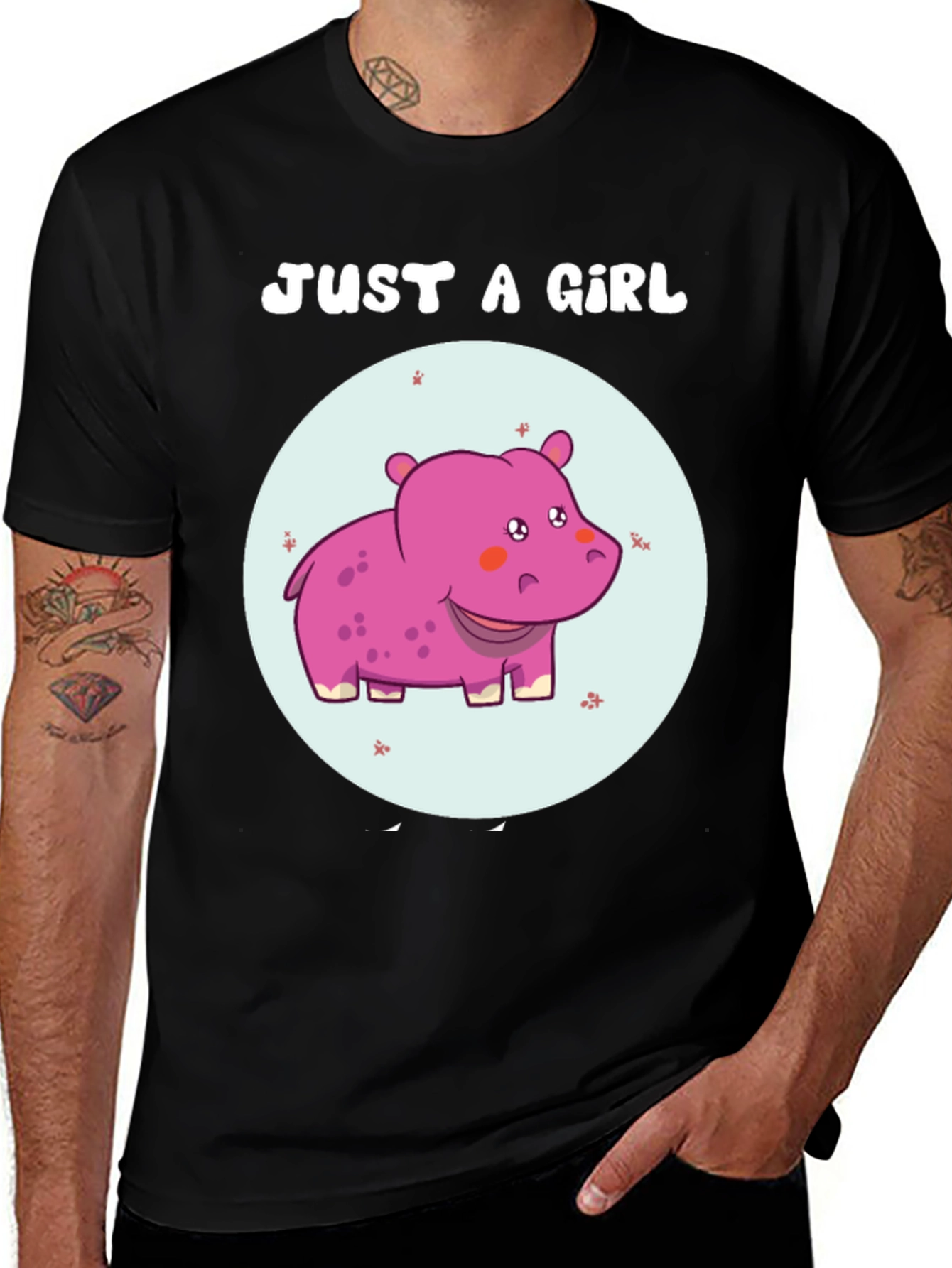 Just A Girl Hippo T-Shirt Cute Animal Graphic Tee