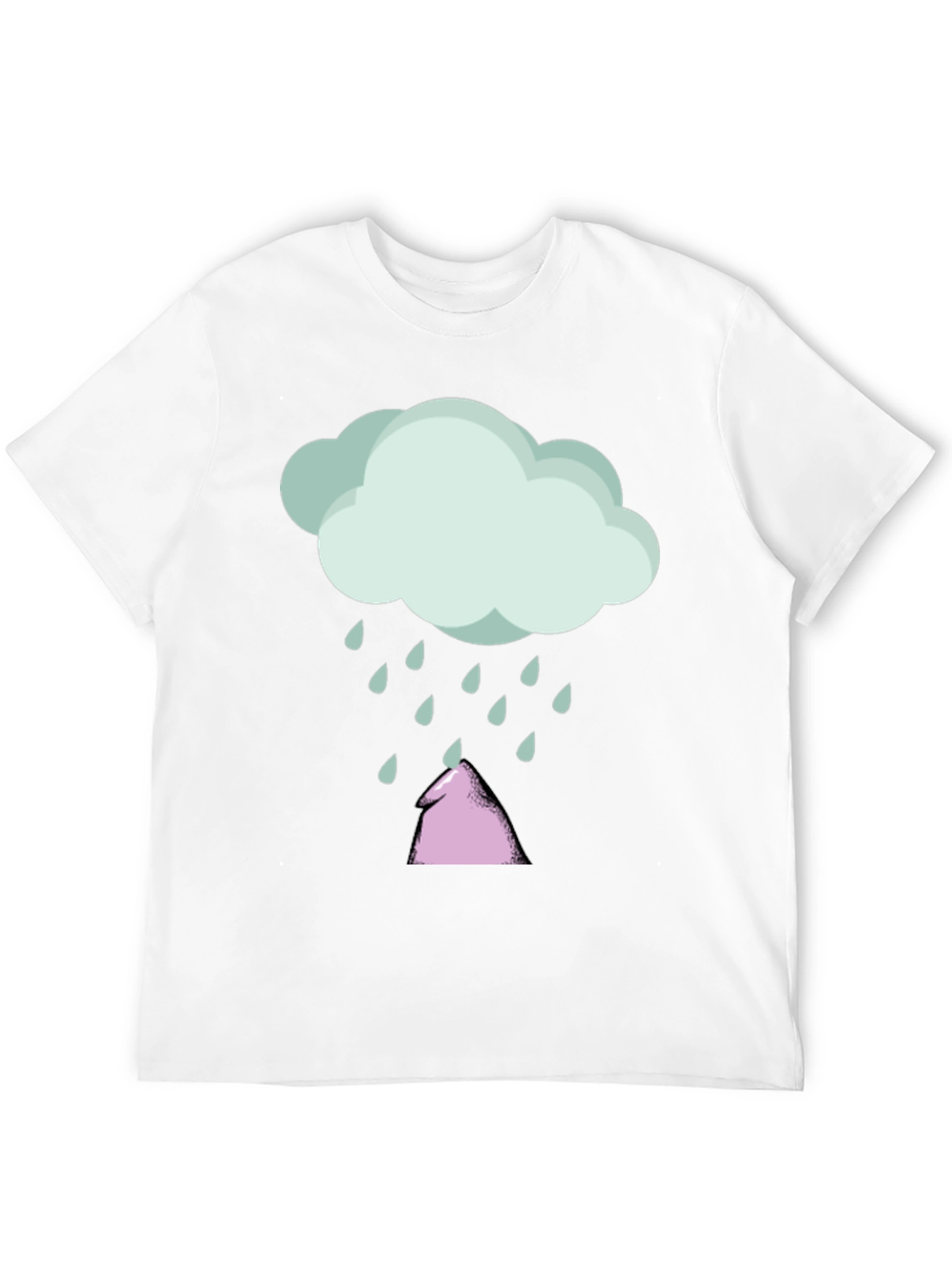 Rain Cloud & Pink Tent Graphic Black T-Shirt