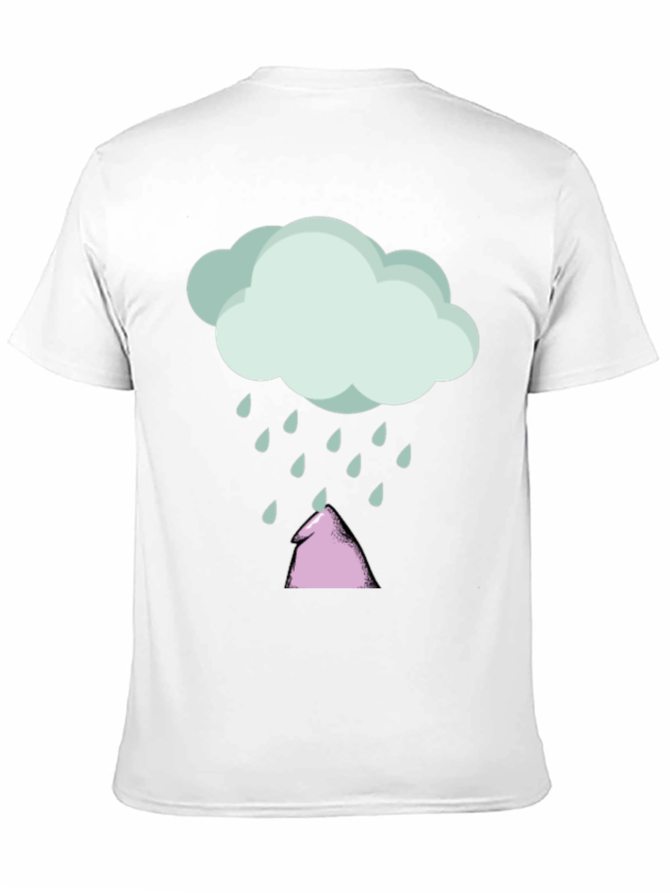 Rain Cloud & Pink Tent Graphic Black T-Shirt