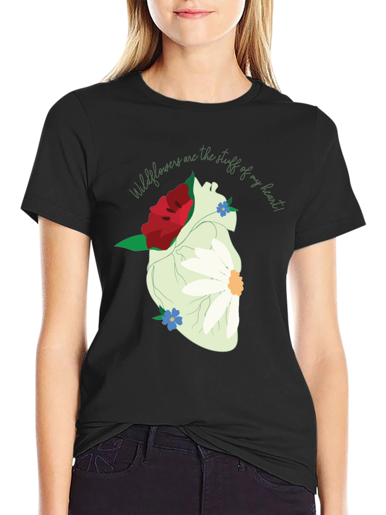 Wildflower Heart Graphic Tee - Unique Floral Design