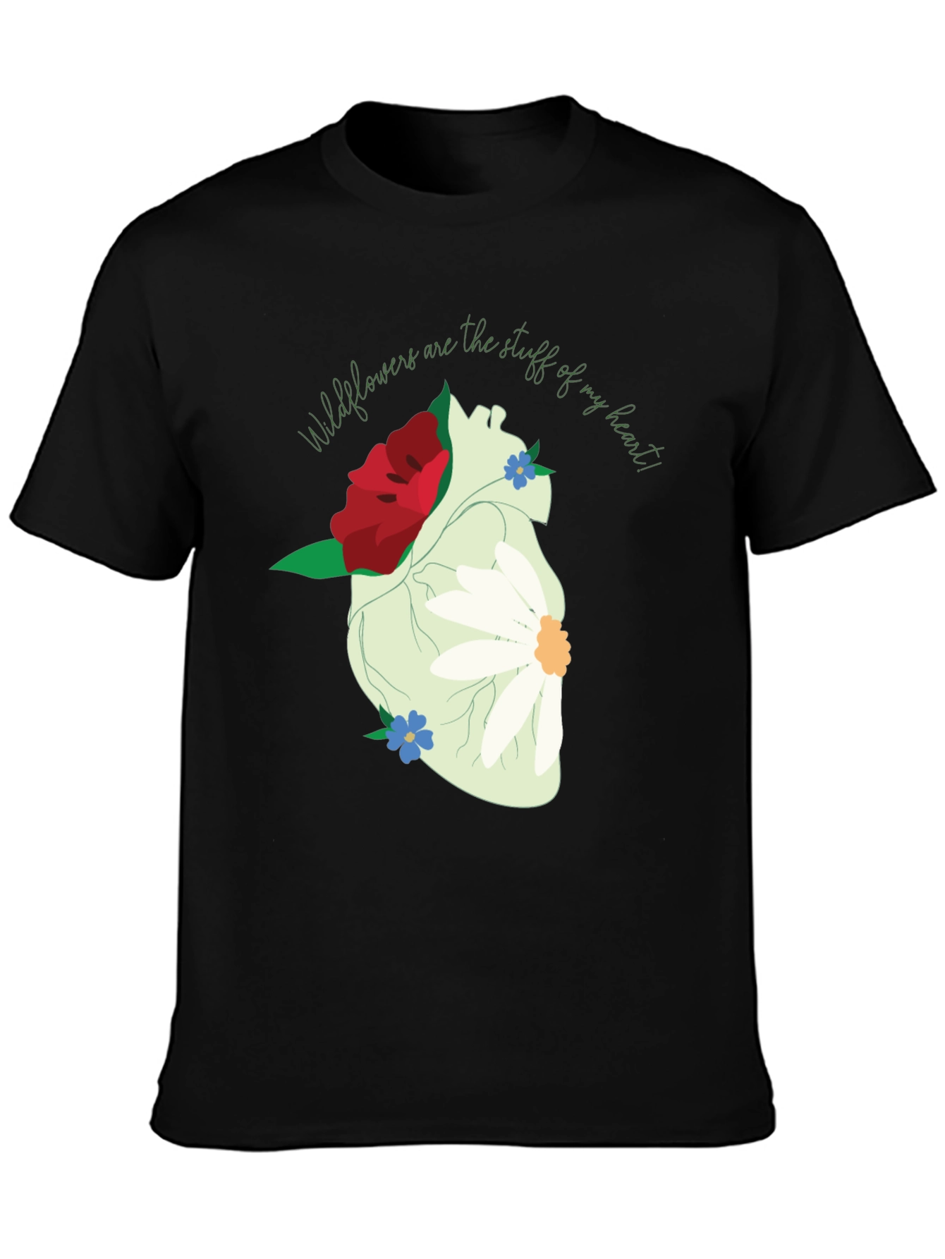 Wildflower Heart Graphic Tee - Unique Floral Design