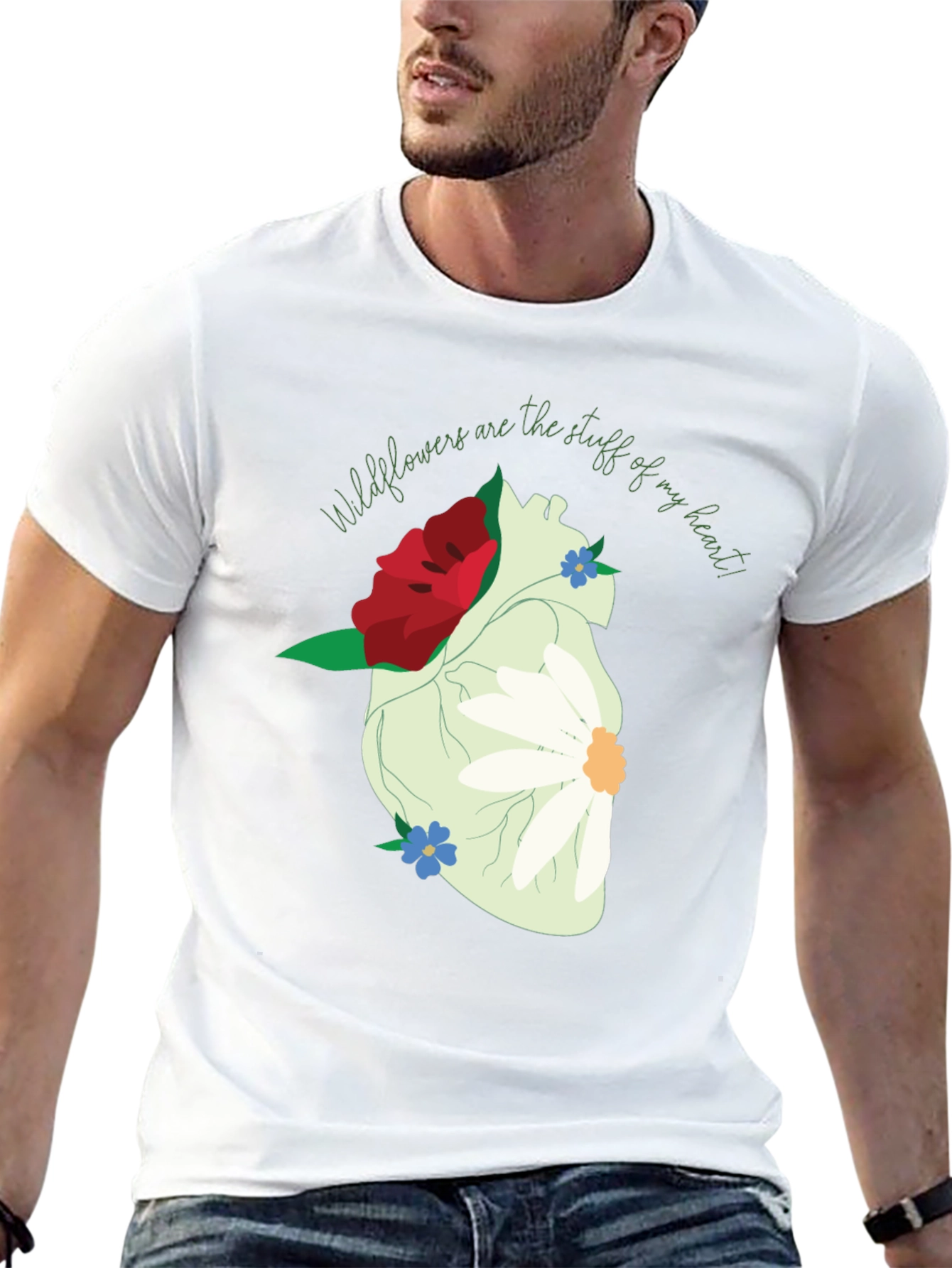 Wildflower Heart Graphic Tee - Unique Floral Design