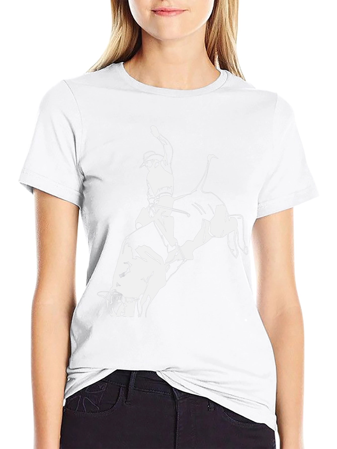 Bull Riding Graphic Tee - Black Cotton T-Shirt